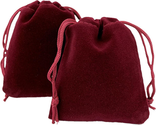 Palmhomee Pack of 48 3x4 Inch Velvet Drawstring Bags Gift Bag Velvet Pouch For Jewelry Wedding and Party Favor (Bungundy)
