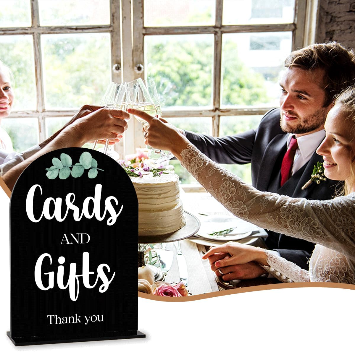 Black Cards and Gifts Sign for Wedding, Wedding Engagement Bridal Shower Baby Shower Decor for Reception Reception Party, Weddings Table Acrylic Sign