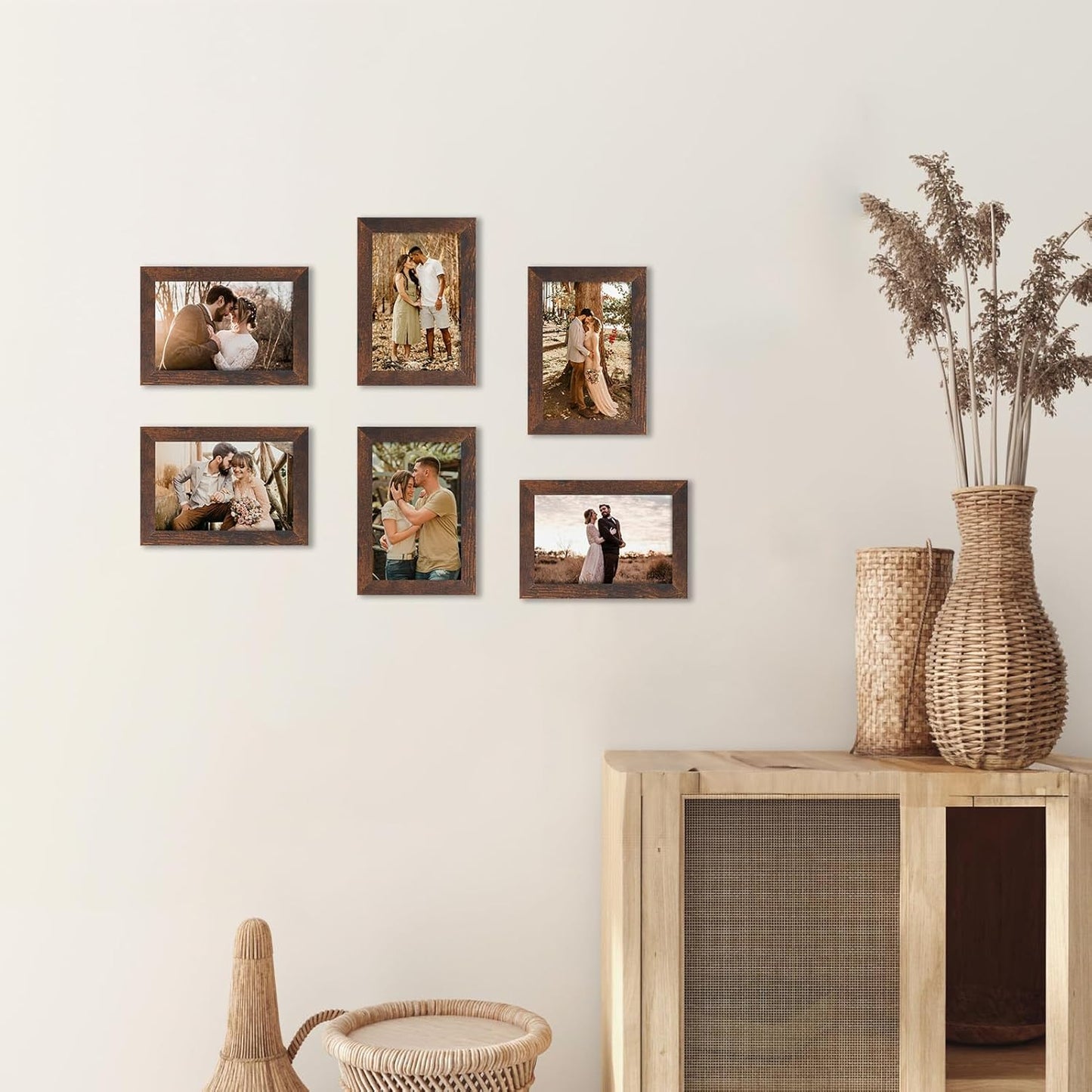 PETAFLOP Wooden Picture Frame 4x6 Bulk Set of 18, Brown Photo Frames Fits 4 by 6 for Wall or Tabletop Display
