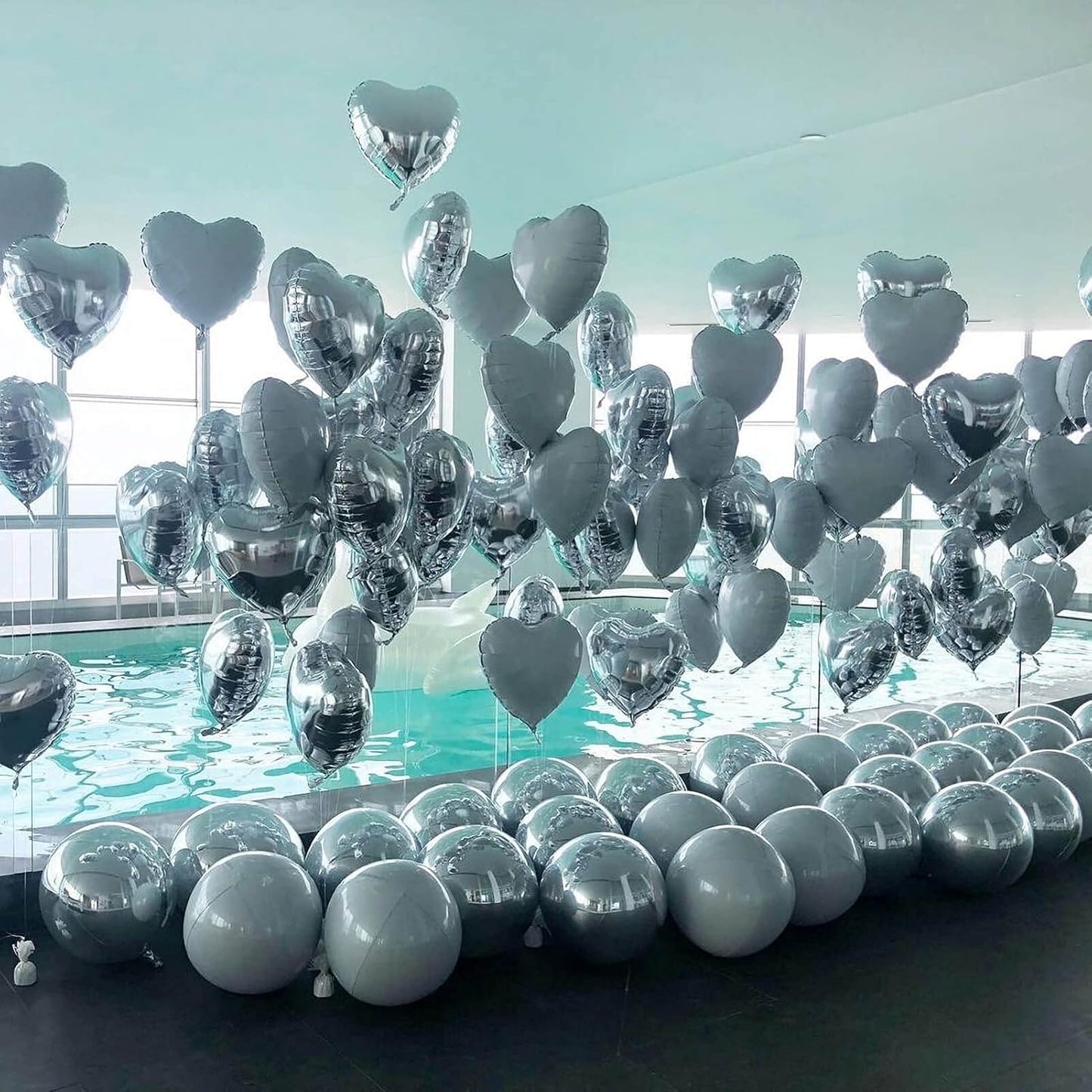 10Pcs Silver Foil Heart Shaped Balloons 18 Inch Heart Mylar Balloons For Baby Shower Wedding Valentine Decorations Love Balloons Party Decorations