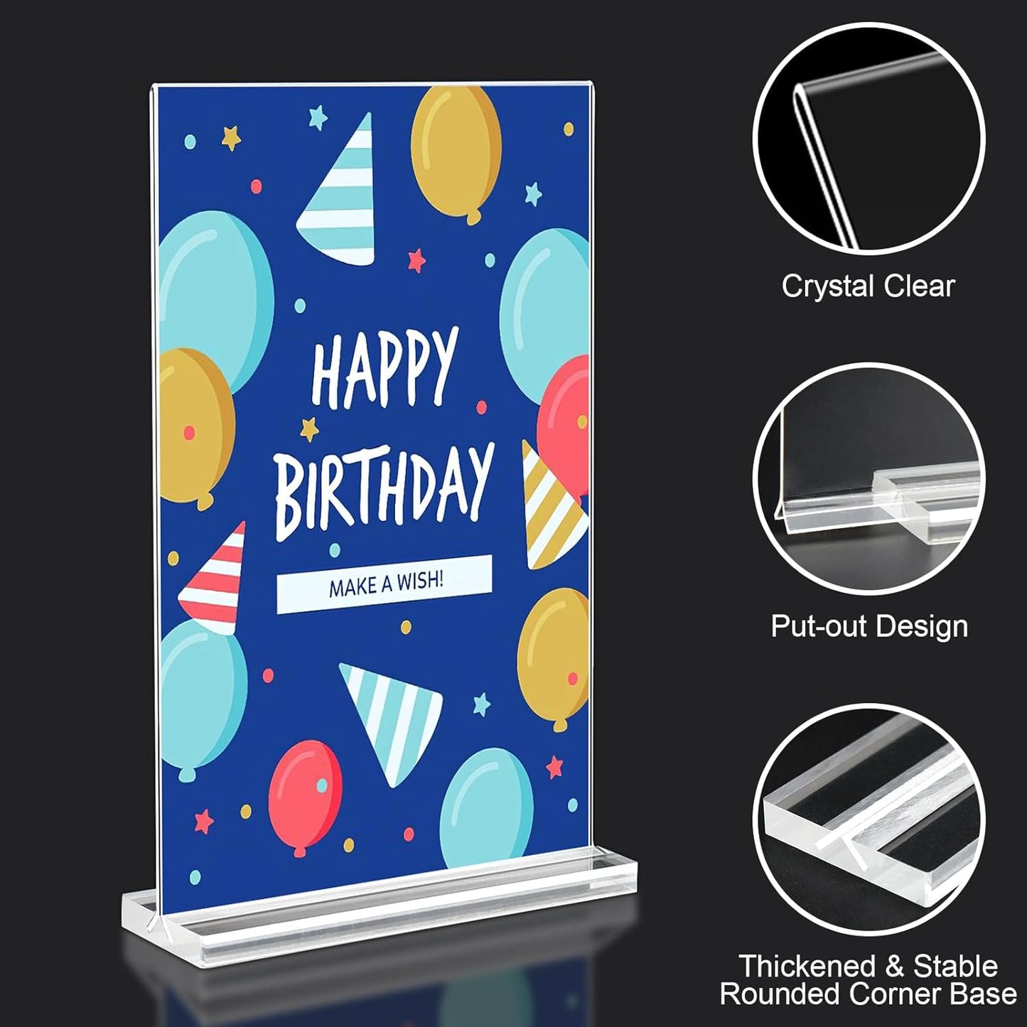 Acrylic Sign Holder 5.5x8.5 Inches 4 Pack, Double Sided Clear Display Stand Table Top Sign Paper Holder, Vertical Menu Flyer Holder, Plastic Sign Frame for Stores, Restaurants, Hotels, Office