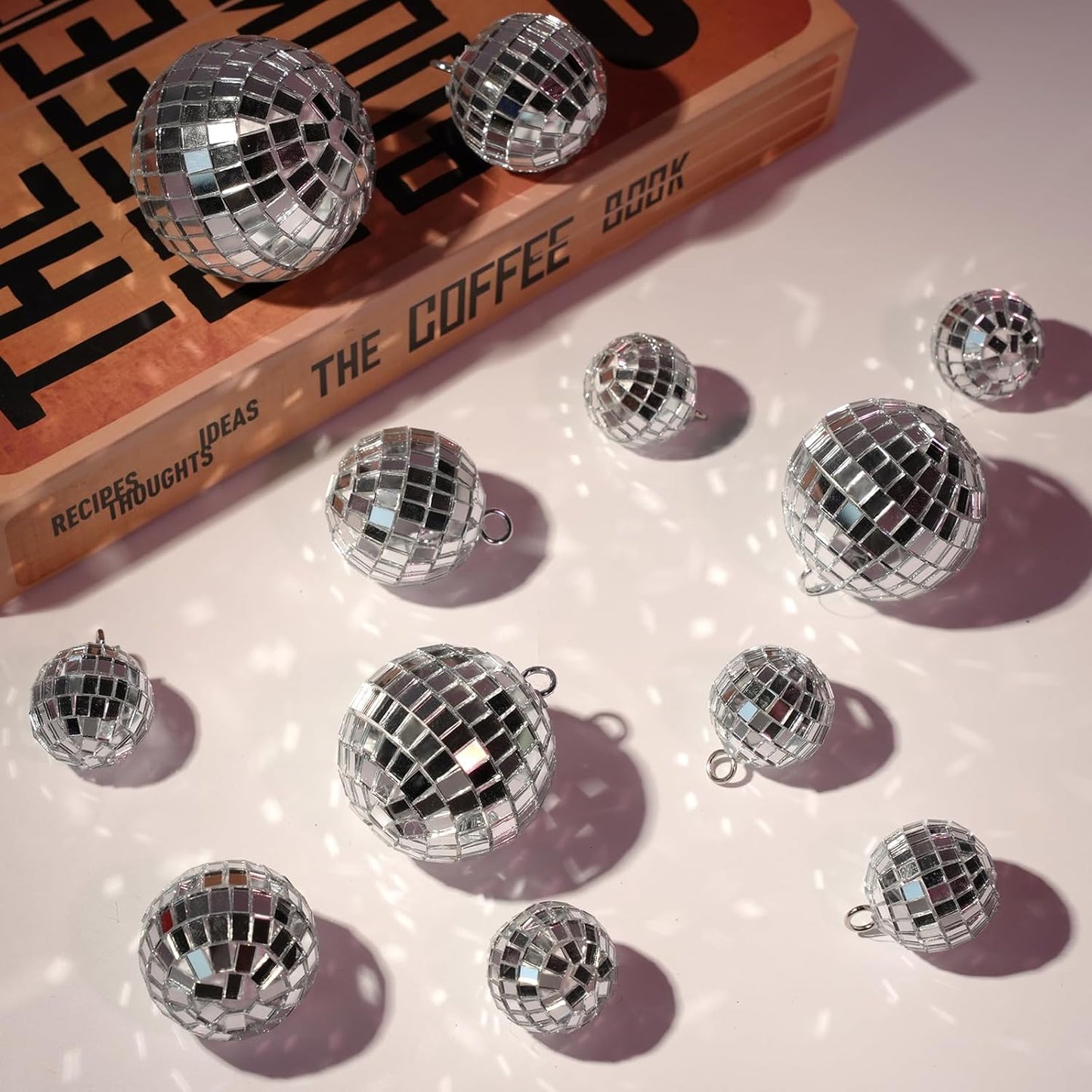 20 Pcs Mirror Disco Ball Hanging Ornaments Silver Glass Decor 70s Disco Party Decorations Ornament with Rope for Dance Birthday 70s Theme Party