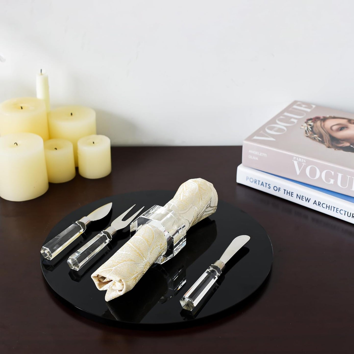 Kitcom Crystal Napkin Rings Set of 4, Mini Napkin Ring for Thanksgiving Day, Family Gathering, Wedding Reception Home Decoration, Comes with Gift Box