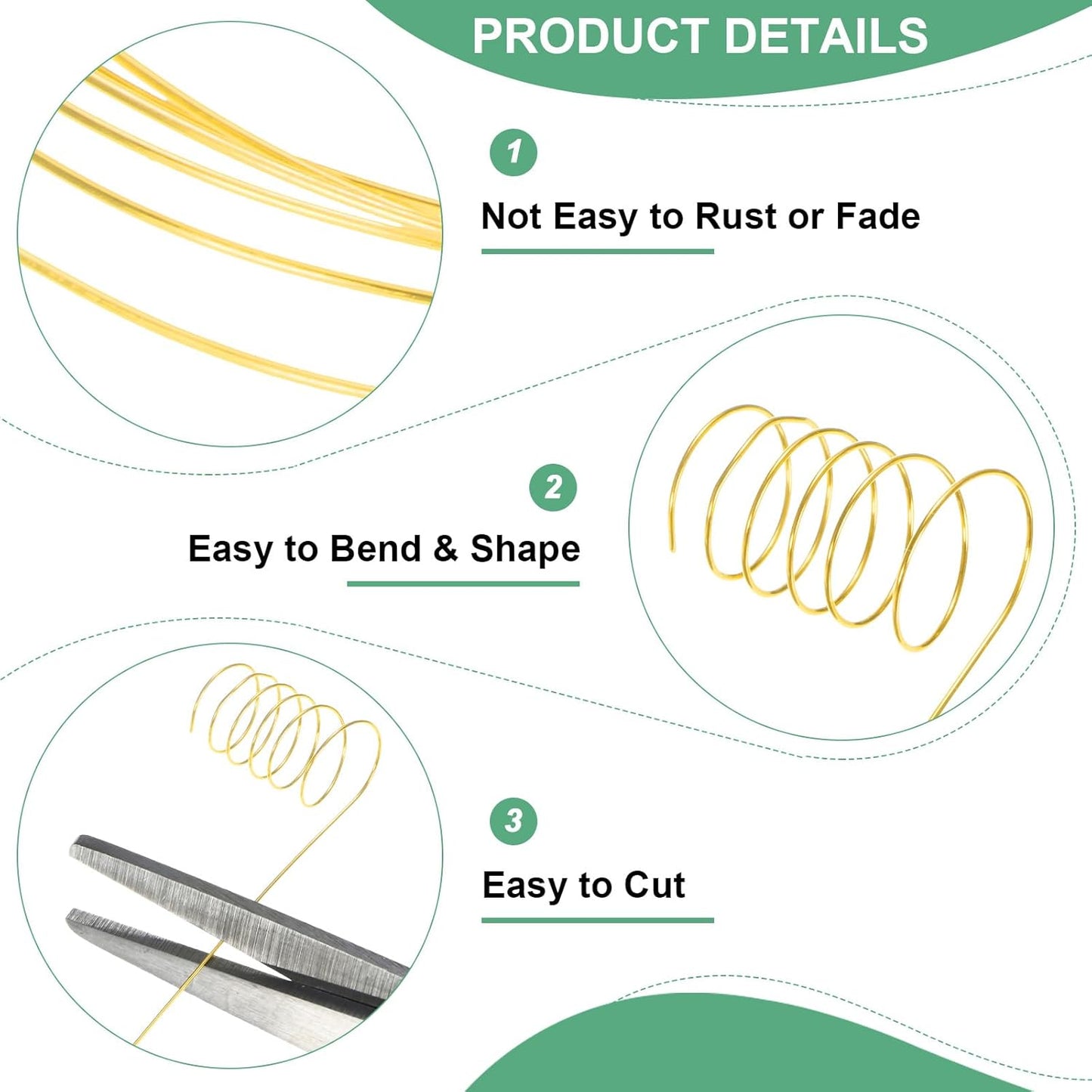 0.3 mm/28 Gauge Copper Wire for Jewelry Making, 49.2FT Copper Beading Craft Wire for Jewelry/Weaving/DIY Crafting/Planting, Color-Retaining [15M, Gold Tone]