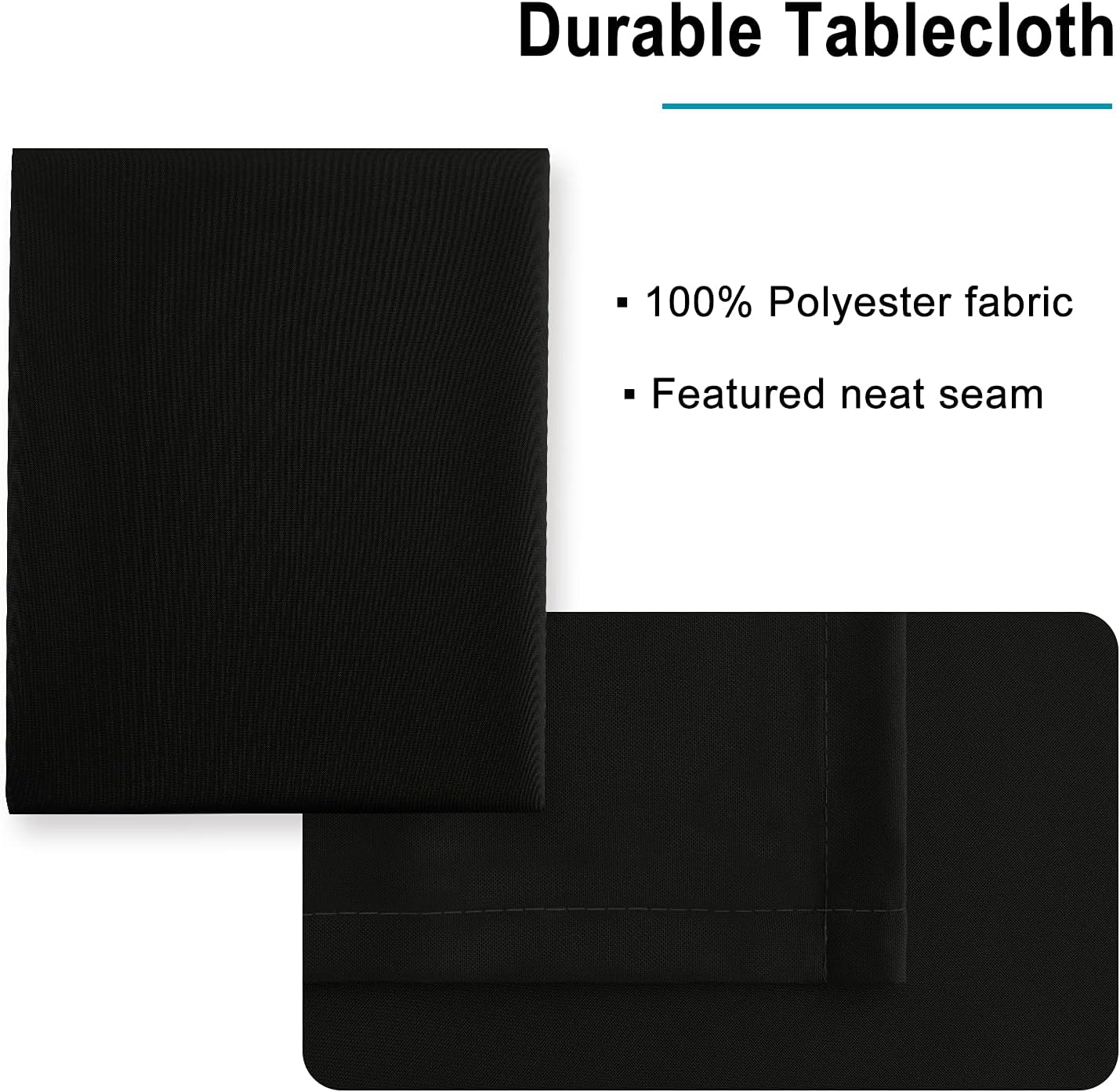 Hiasan Black Tablecloth for Rectangle Tables - Wrinkle Resistant and Waterproof Washable Polyester Fabric Table Cloth for Dining Camping Gathering and Outdoor use, 54 x 108 Inch