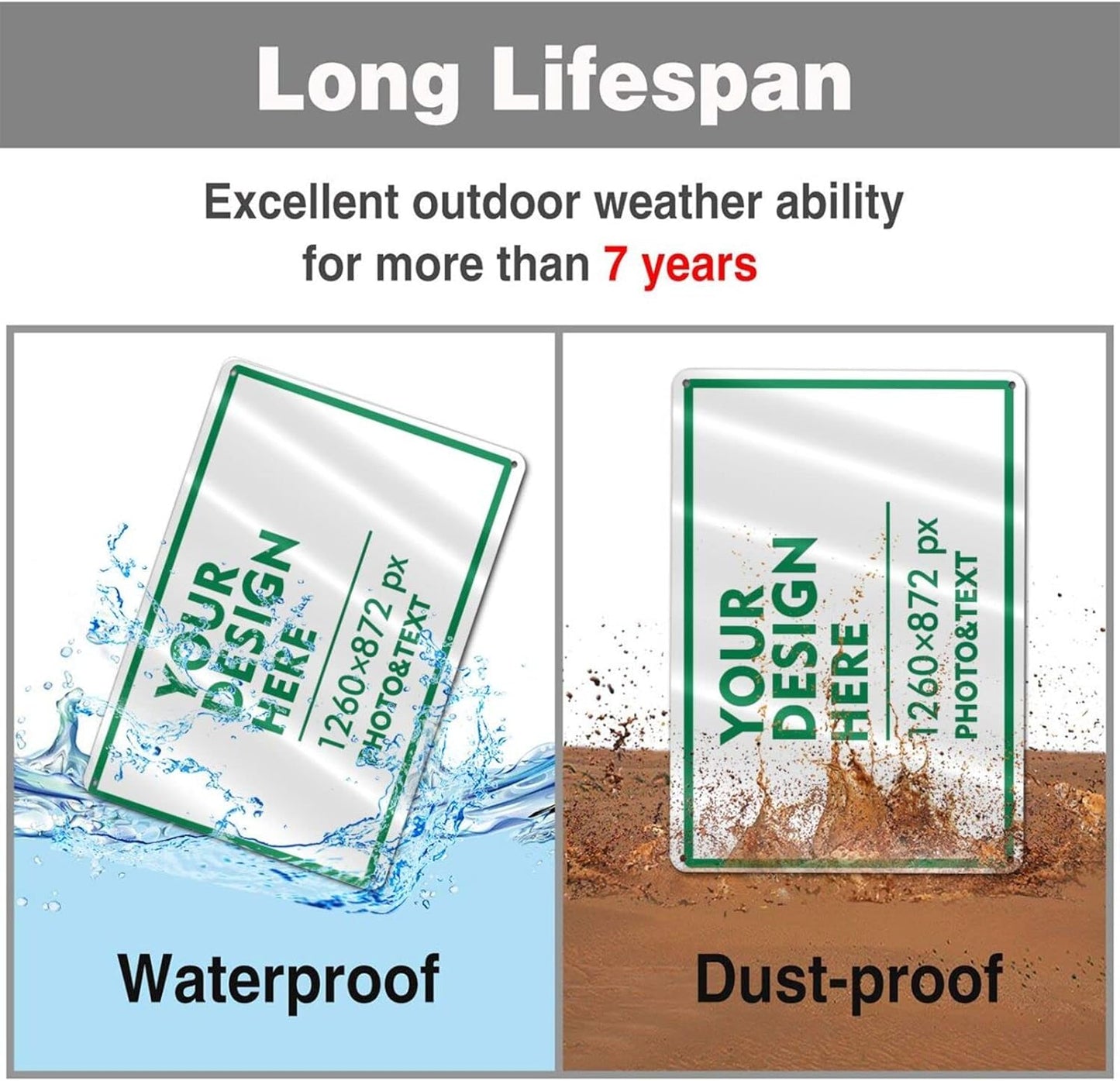 Custom Signs Outdoor Metal Sign - 12 x 8 Customized Personalized Aluminum Signs for Office, Home, Business, Decor, Custom Road Signs, Rust-Proof Sign (Green Text Box)