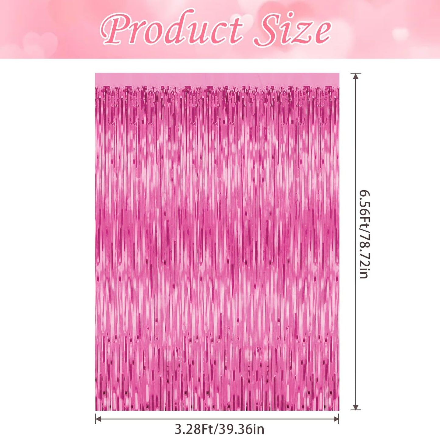 3 Pack Pink Tinsel Backdrop Decorations, Foil Fringe Curtains, Bachelorette & Graduation Party Decorations, Photo Booth Streamer Backdrop, Pink Theme