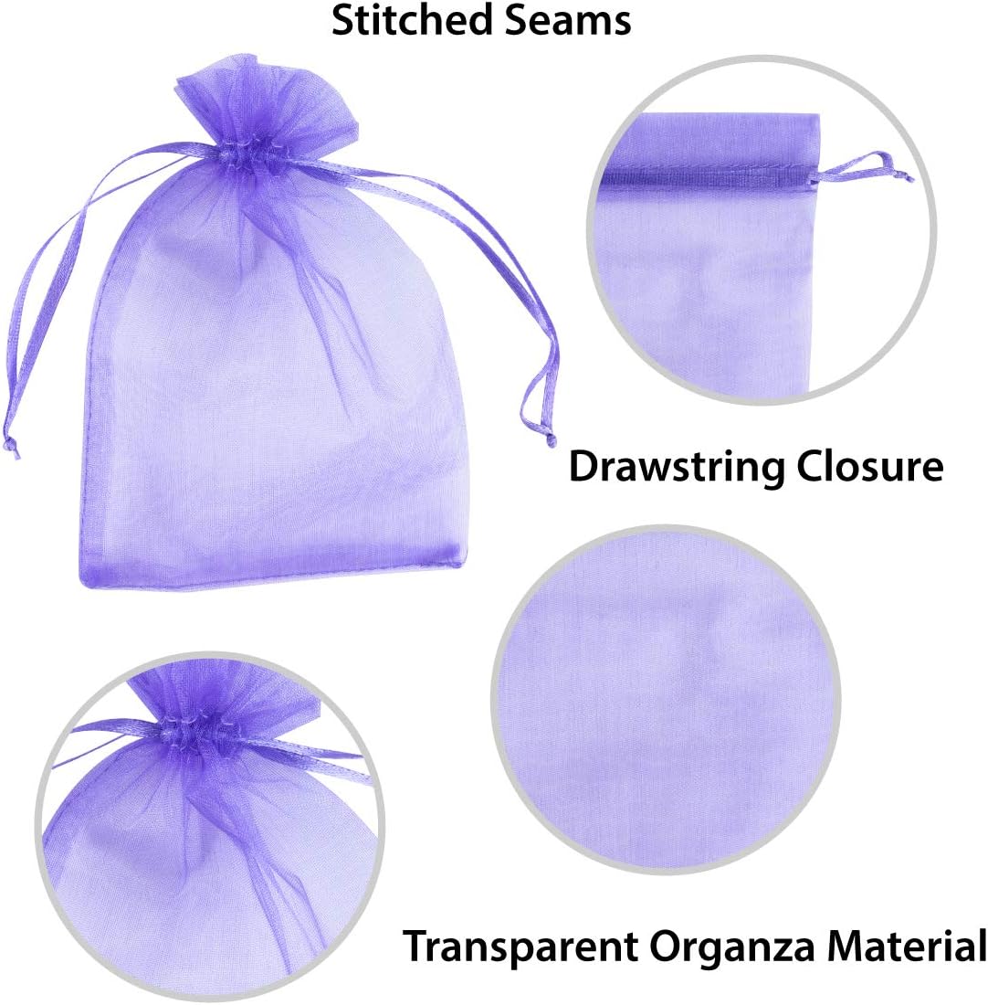 Super Z Outlet 100 Pack 4x6 Inch Mini Sheer Drawstring Organza Transparent Bags Jewelry Sack Pouches for Wedding, Party Decorations, Arts & Crafts Gifts (Purple)