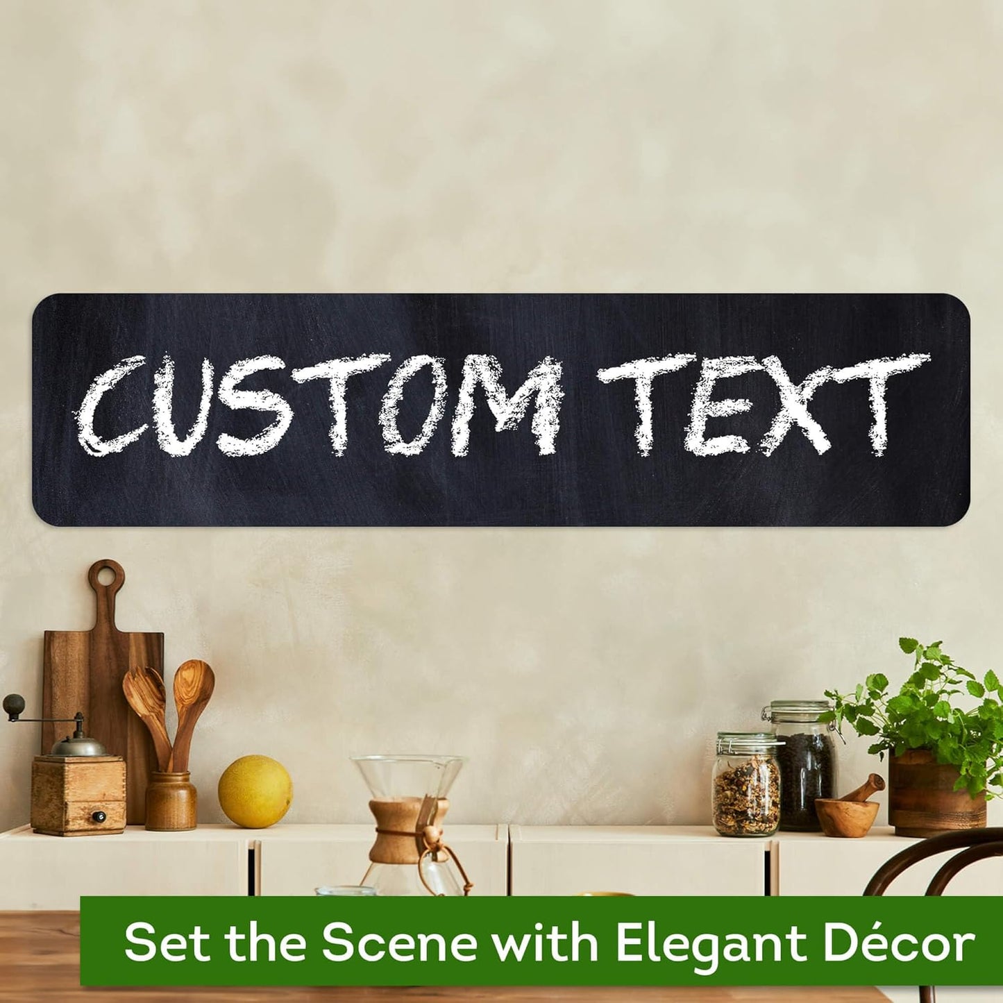 Custom Sign, Custom Street Sign, 11 Font Colors, 13 Font Styles, 4 Hole Options, 22 Sizes, 8x32 Inches, Rust Free DiBound, Fade Resistant, Made in USA by My Sign Center (Chalkboard Black)