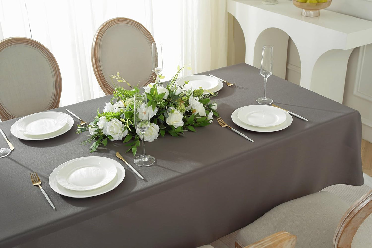 Craft And Party 2 Pack Rectangle Tablecloth, 60 x 102 Inch Charcoal Washable Tablecloth for Home, Party, Wedding or Restaurant Use