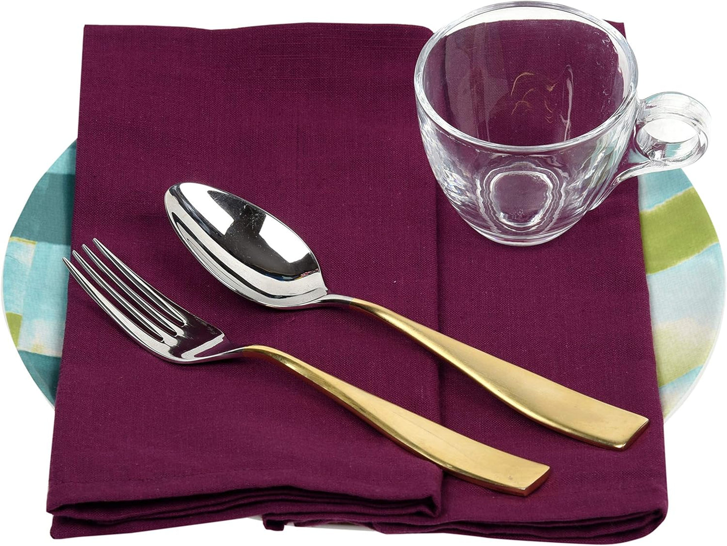 Urban Villa Dinner Napkins Solid Purple Color Cloth Napkins (Set of 12) Oversized 20x20 Inches 100% Cotton Slub Premium Quality Soft Durable Mitered Corners Reusable Washable Everyday Use Napkins