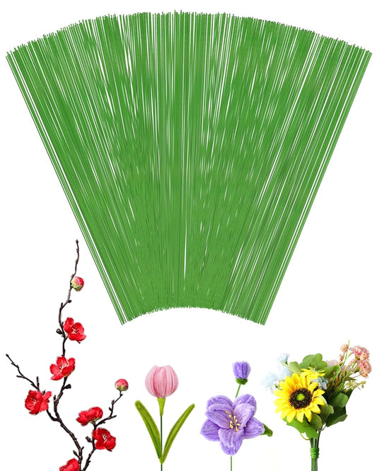 100 PCS FIVEIZERO 26 Gauge LightGreen Floral Wire Stems for Artificial Flower Making,Florist Wires,Flower Wire for Crafts,Alambre para Flores for Wreaths, Flower Arrangements and DIY Projects