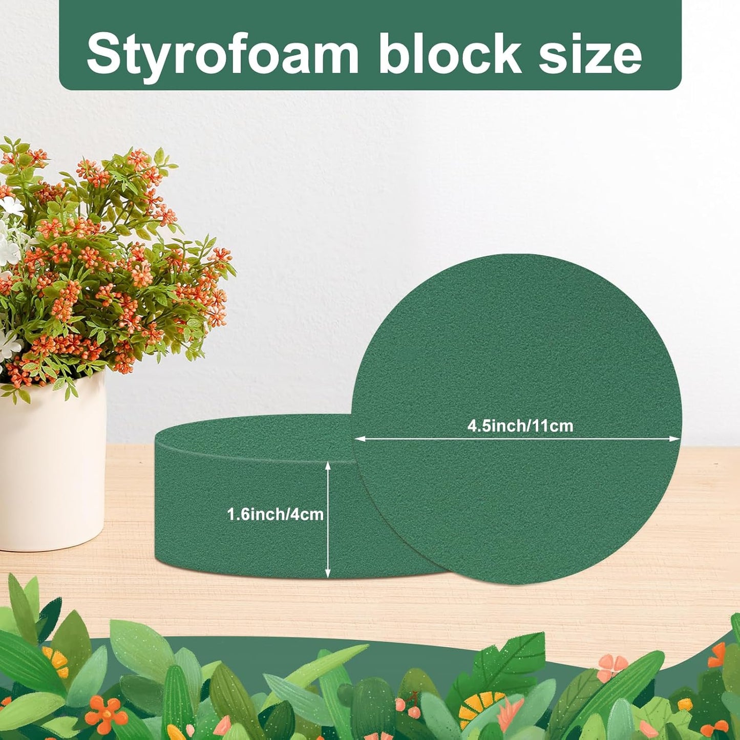 Phinus 4 PCS Styrofoam Block, Floral Foam Block Measures 4.33 x 1.57 inches, Flower Foam Can Be Used for Artificial Flower Arrangement DIY Crafts, Birthday, Prom, Church, Etc