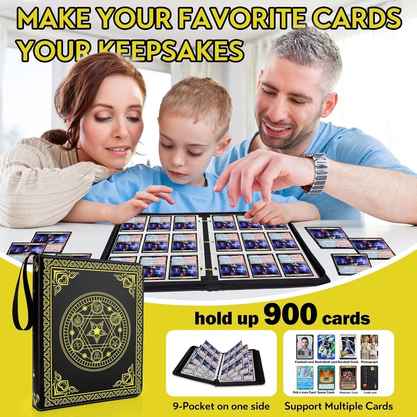 9 Pocket Card Binder for MTG/YGO/PTCG/Game Cards, Holds 900 Cards,Premium Collector Card Album for Standard Cards,Toys Gifts for Kids(MTG)