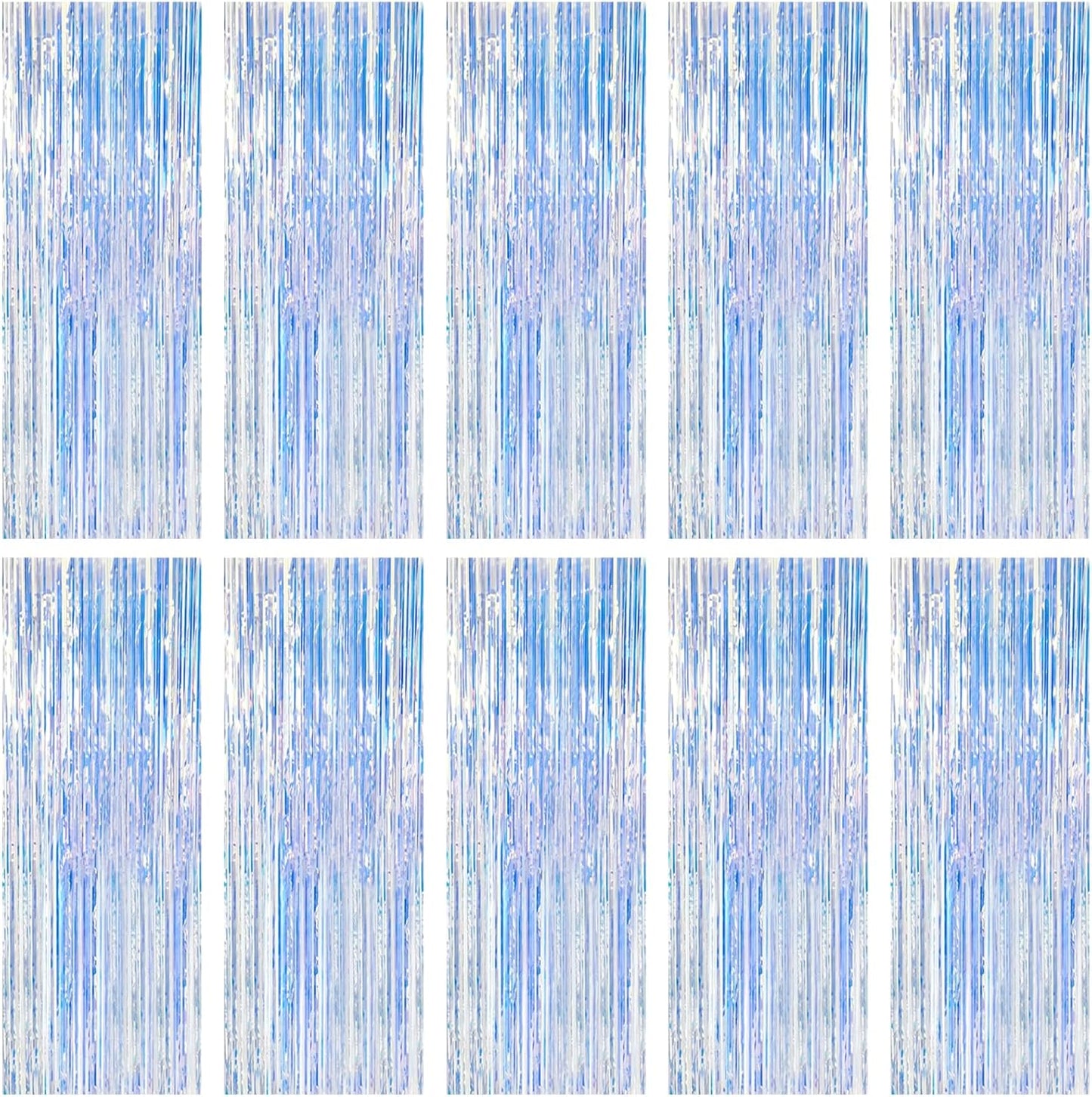 10 Pack Iridescent Party Backdrop Decorations Tinsel Curtain Birthday Decorations Foil Fringe Photo Booth Streamer Backdrop Iridescent Theme Christmas Bachelorette Graduation Party Decorations