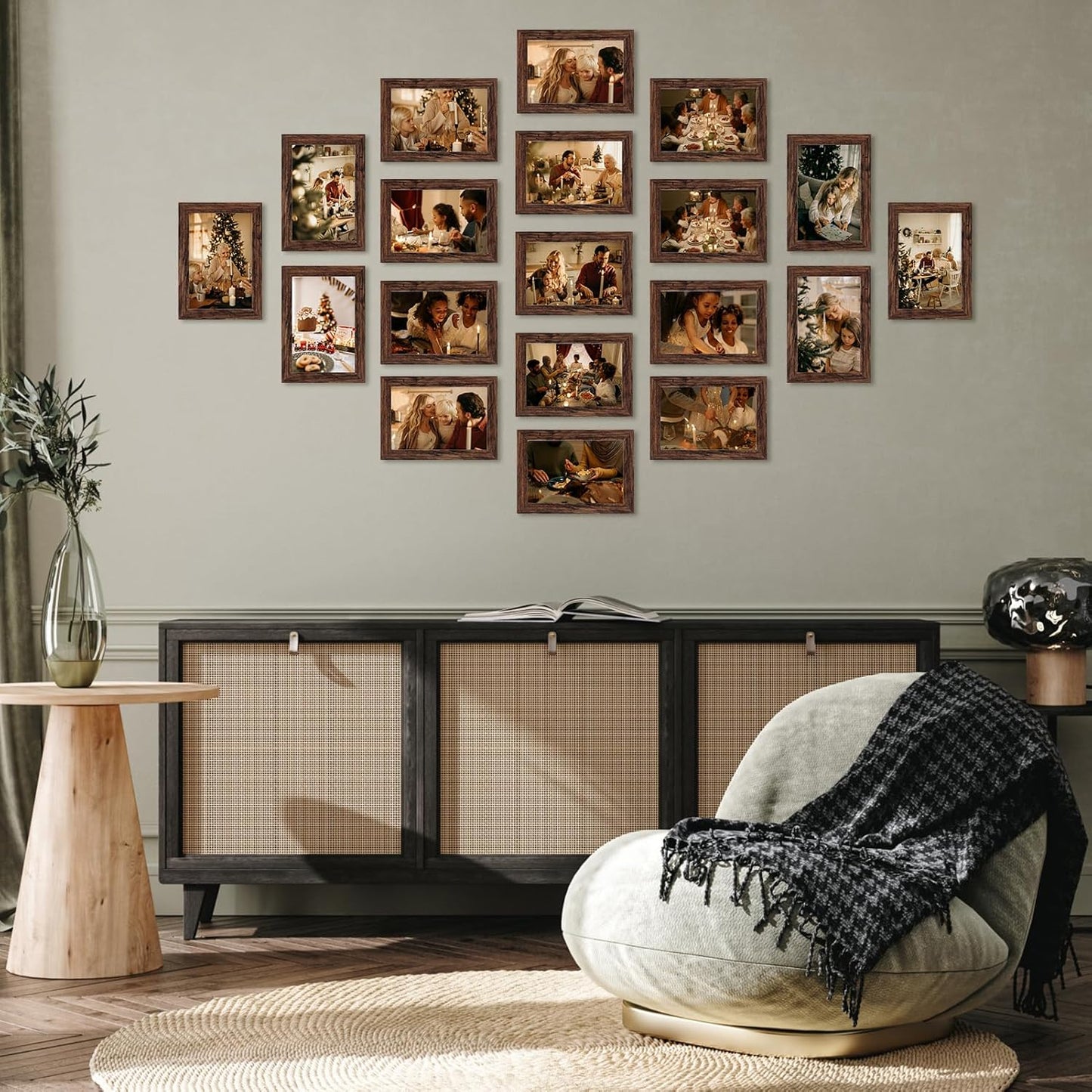 PETAFLOP Wooden Bulk 4x6 Picture Frame Set of 18, Rustic Brown Photo Frames Fits 4 by 6 for Wall or Tabletop Display