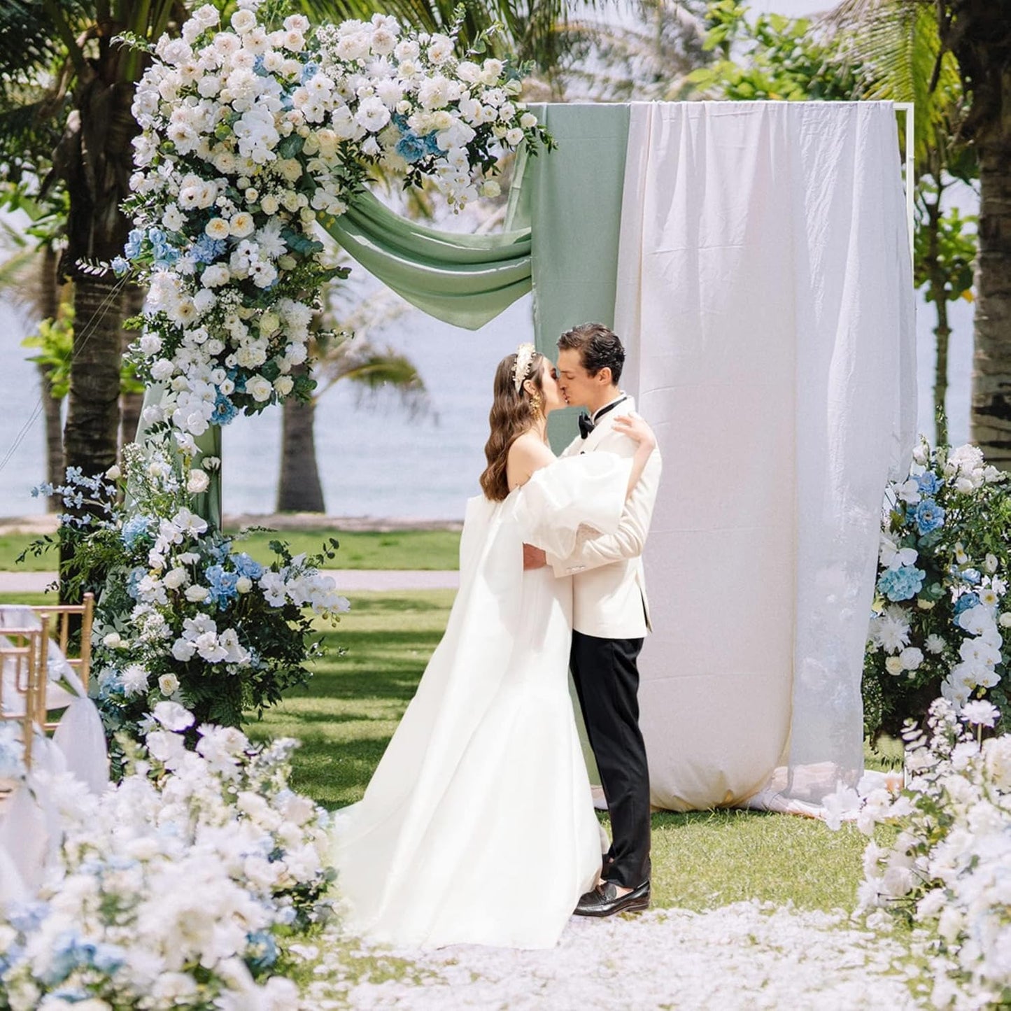 Wokceer 10 FT Backdrop Stand Heavy Duty Pipe and Drape Kit, Adjustable White Backdrop Stands for Wedding Photo Booth Background Birthday Party Exhibition Decoration