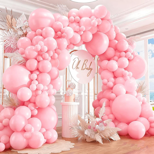 412pcs Pastel Pink Balloon Garland Arch Kit 18 12 10 5 Inch Different Sizes Light Pink Latex Balloons for Baby Shower Birthday Happy Gender Reveal Party Decoration