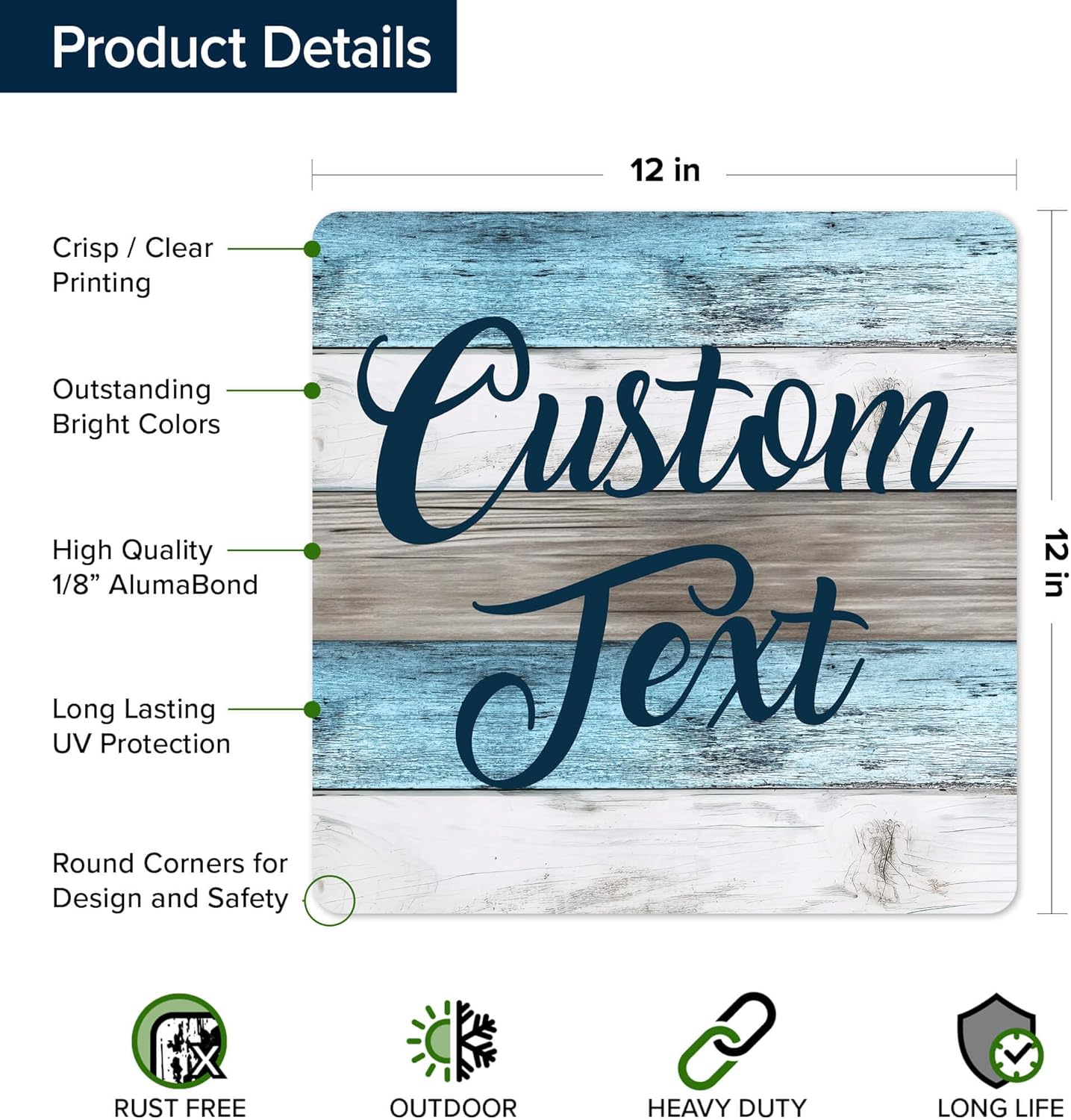 Custom Sign, Custom Street Sign, 11 Font Colors, 13 Font Styles, 4 Hole Options, 22 Sizes, 12x12 Inches, Rust Free DiBound, Fade Resistant, Made in USA by My Sign Center (Coastal)