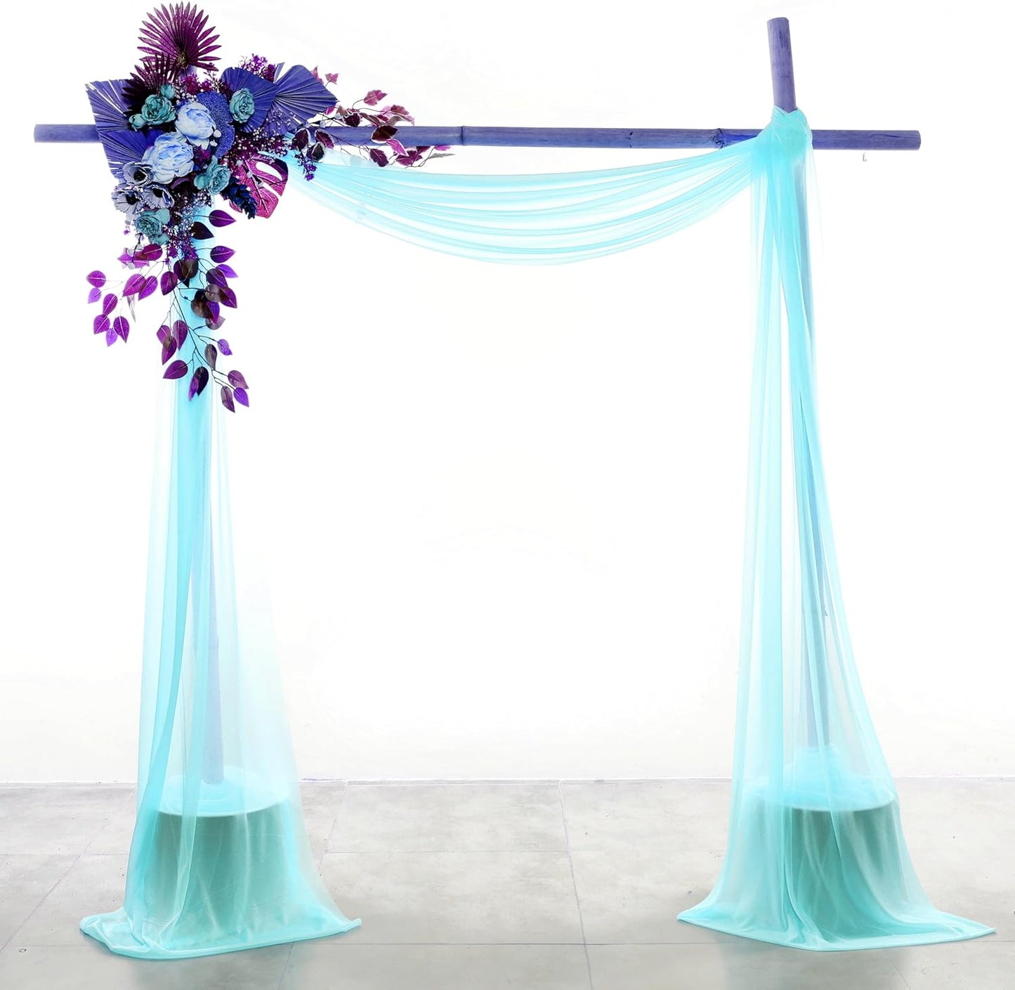 VDS Pack of 1 Panel (30 Inch X 100 Feet) Wedding Arch Draping Fabric Sheer Chiffon Fabric Drapery for Wedding Ceremony Reception Swag Backdrop Canopy Chuppah ARBO Altars Decoration (Teal)