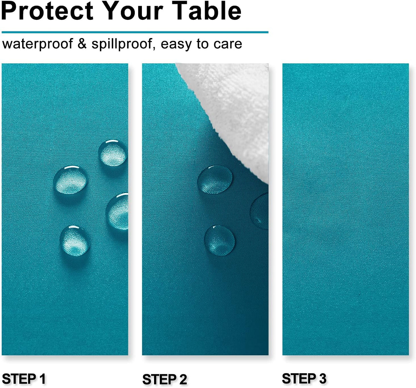 Hiasan Square Tablecloth - Waterproof and Spillproof Washable Fabric Table Cloth for Dining Room Kitchen, Turquoise, 70 x 70 Inch