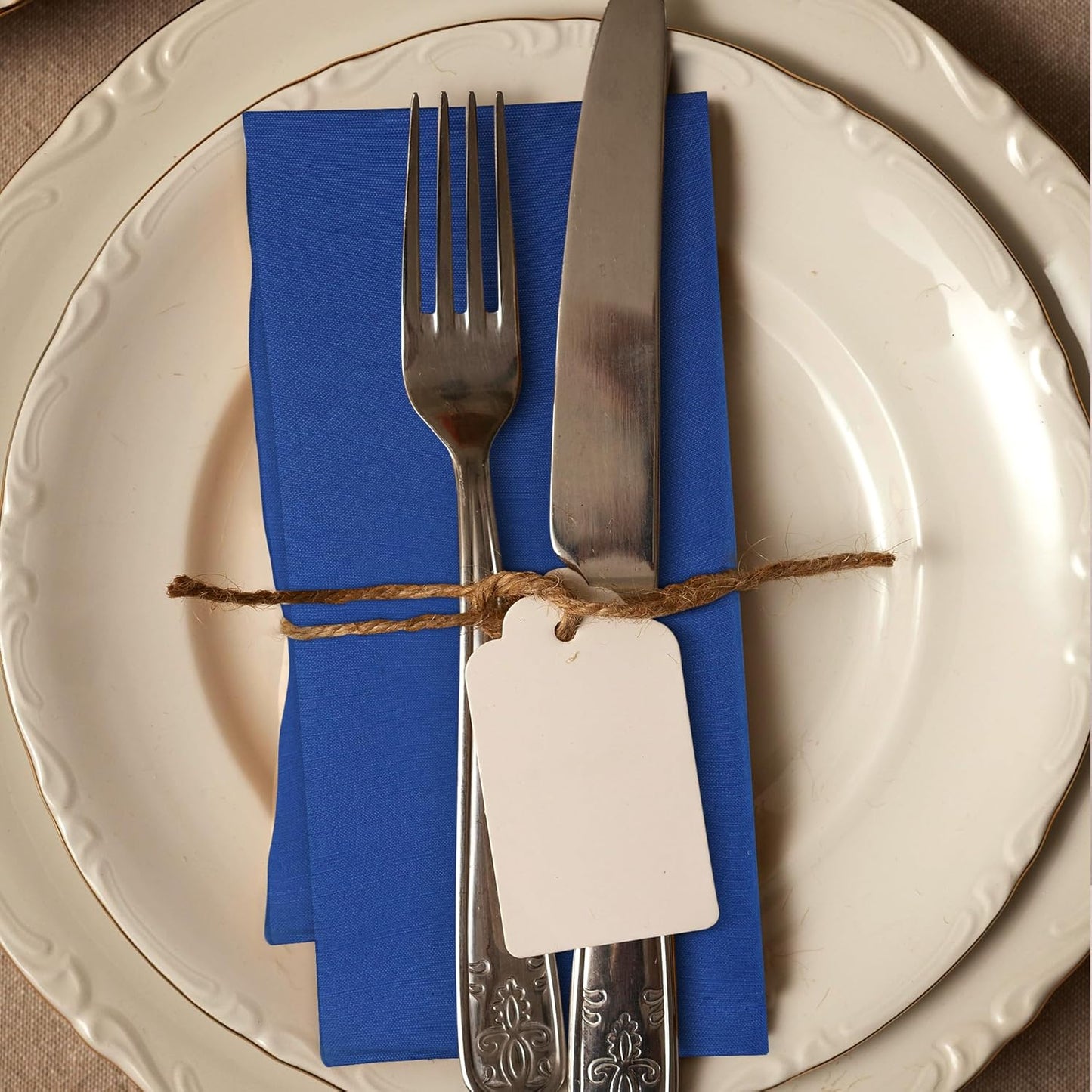 Urban Villa Cloth Napkins 100% Cotton Slub Absorbent Dinner Napkins (Set of 12) Oversized 20x20 Inches Solid Royal Blue Color Soft Durable Reusable Washable Ideal for Everyday Use Wedding Parties