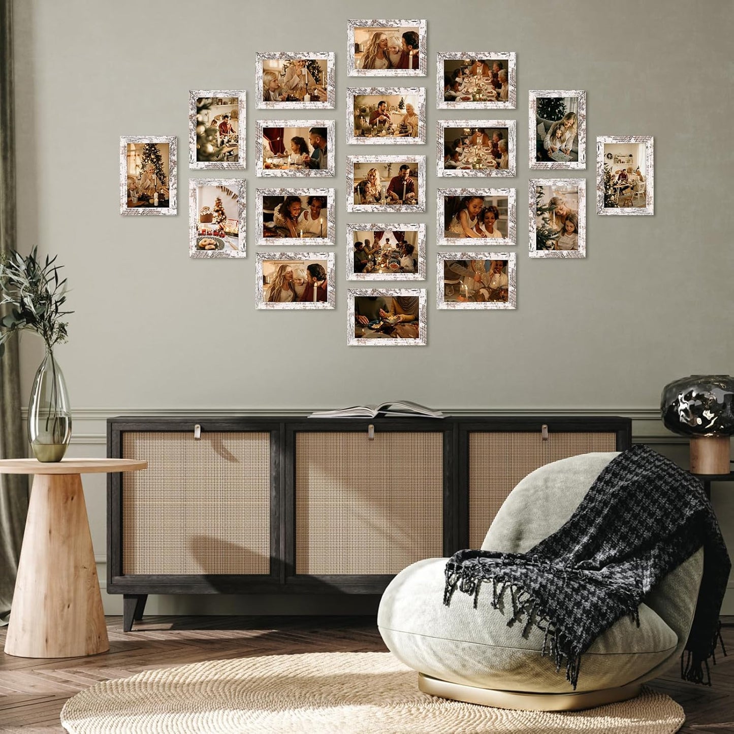 PETAFLOP Wooden Bulk 4x6 Picture Frame Set of 18, White Distressed Photo Frames Fits 4 by 6 for Wall or Tabletop Display