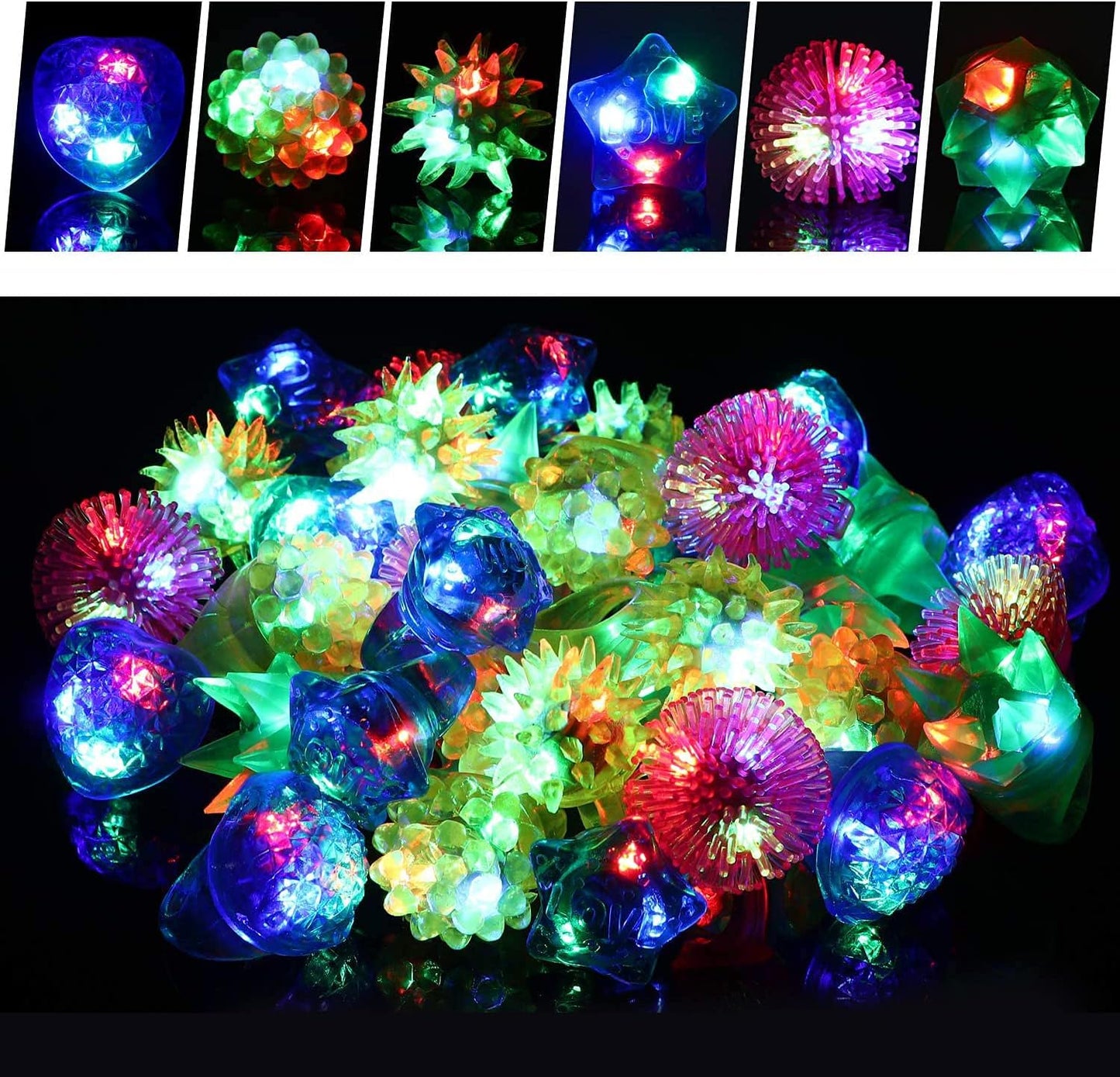 36 Pack LED Glow Rings Halloween Party Favors for Kids, Flashing Rings Glow in Dark Party Supplies, LED Light Up Ring, Goody Bags Stuffers