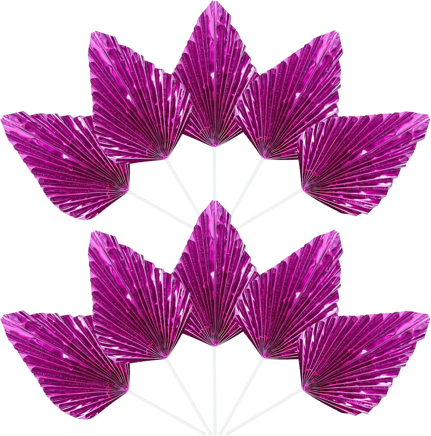 Ephlyn 6Pcs Paper Palm Leaves Fan Cake Toppers Palm Leaf Fan Cake Picks Craft DIY Fan Cupcake Toppers Palm Spear Leaves Cake Decorations for Baby Shower Wedding Birthday Party Supplies Bright Rose Red