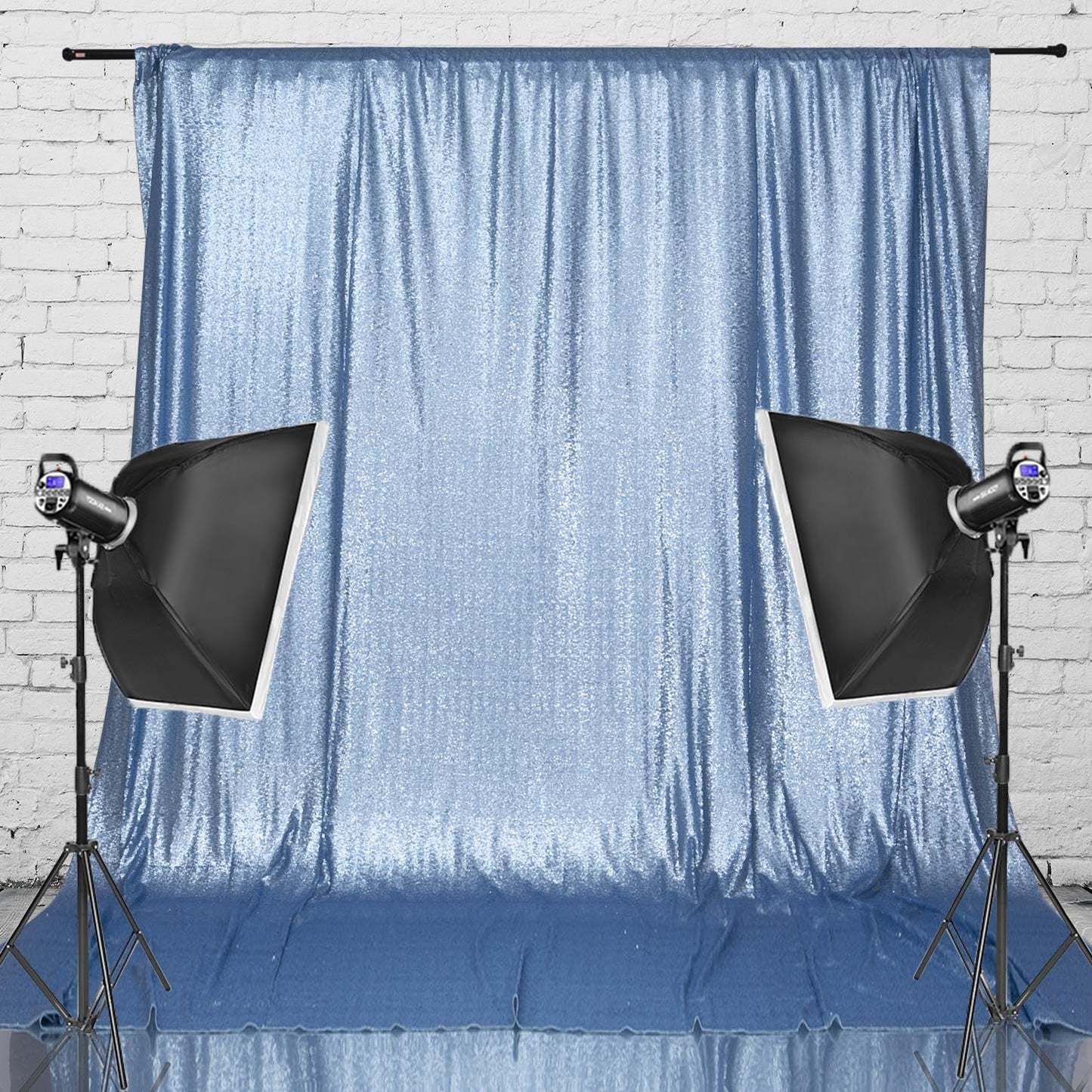 Eternal Beauty Baby Blue Sequin Backdrop, 6x6 Ft Glitter Background Curtains for Shimmer Photography Party Wedding Birthday Back Drop Decor
