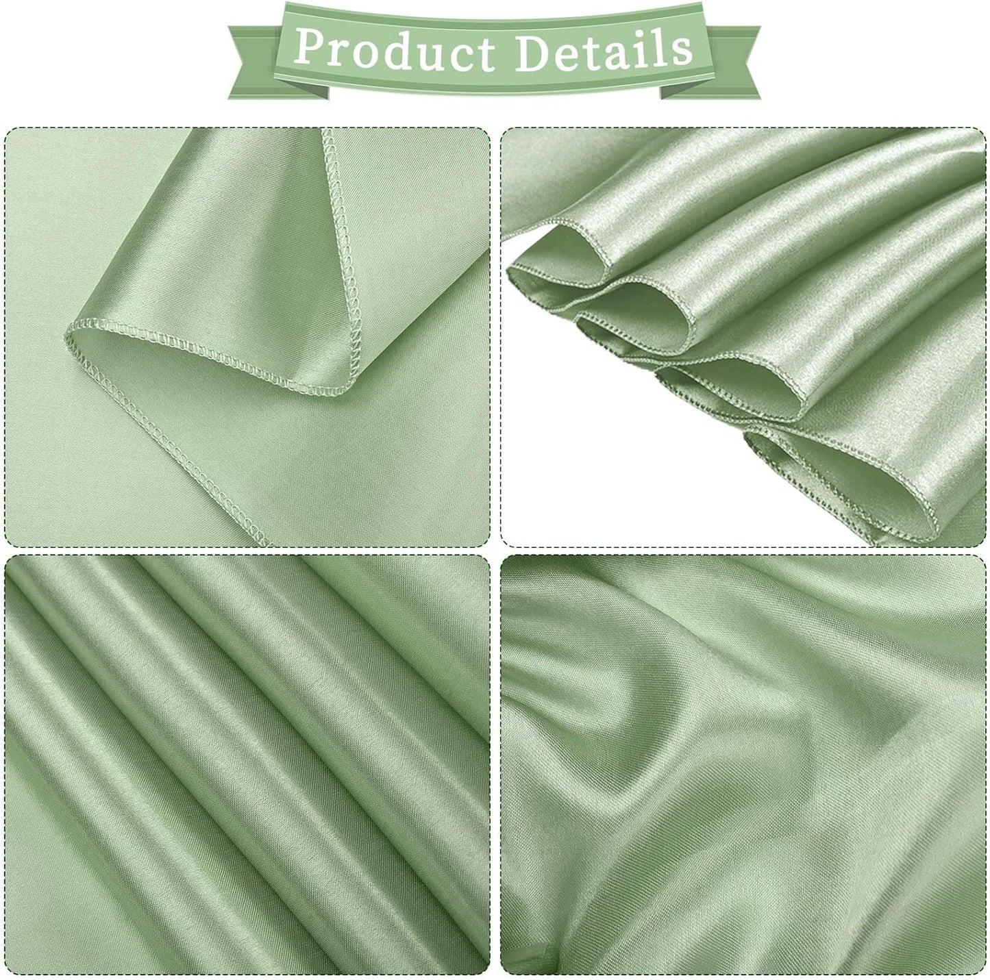 fani 60 PCS Sage Green Satin Chair Sashes Bows Universal Chair Cover for Wedding Reception Restaurant Event Decoration Banquet,Party,Hotel Event Decorations (7 x 108 inch)