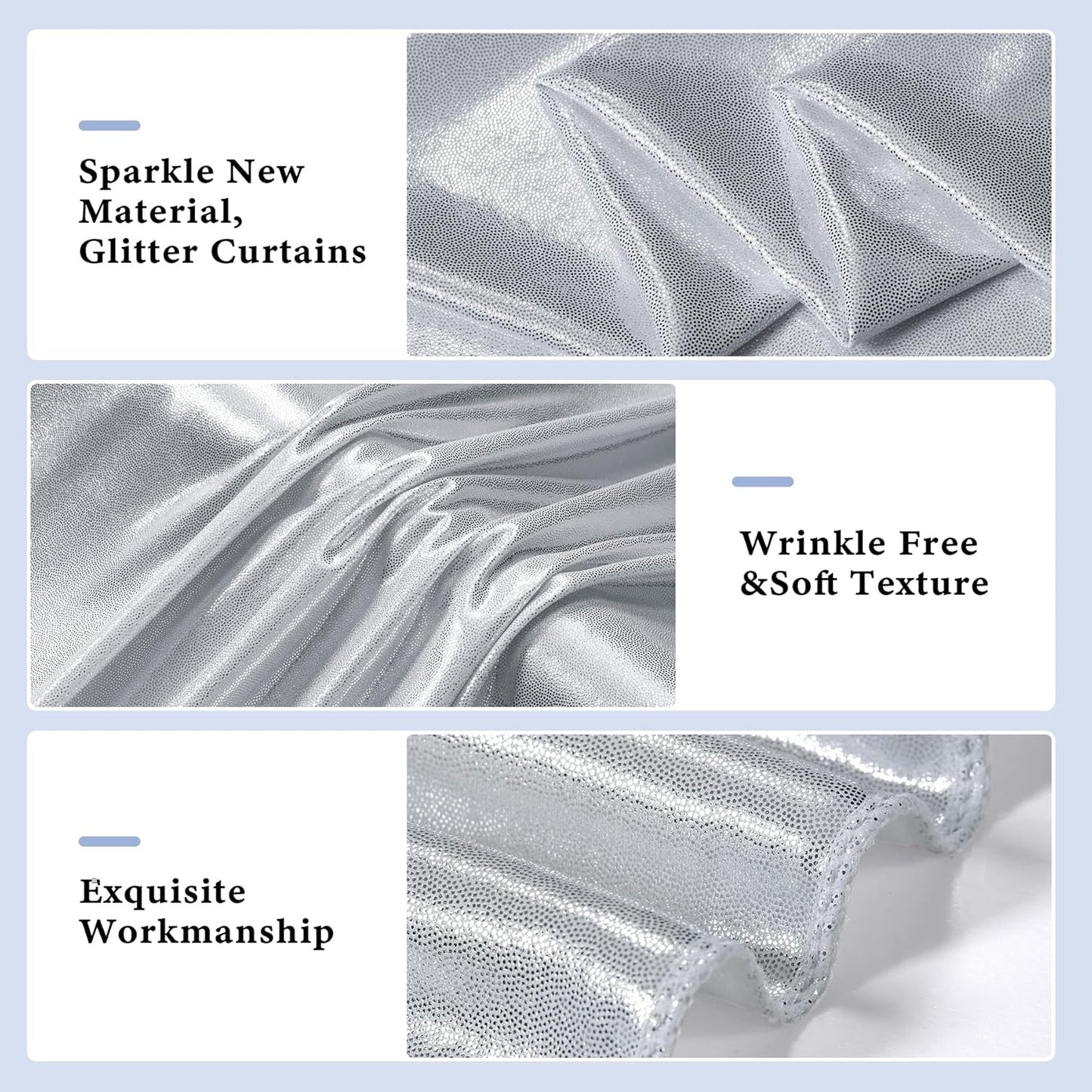 Outpain Thick 40 ft x 10 ft Silver Sequin Backdrop Curtain for Parties, Wrinkle Free Glitter Photo Backdrop Drapes 8 Panels 5x10ft Silver Back Drop Cloth for Wedding Christmas Photography Background