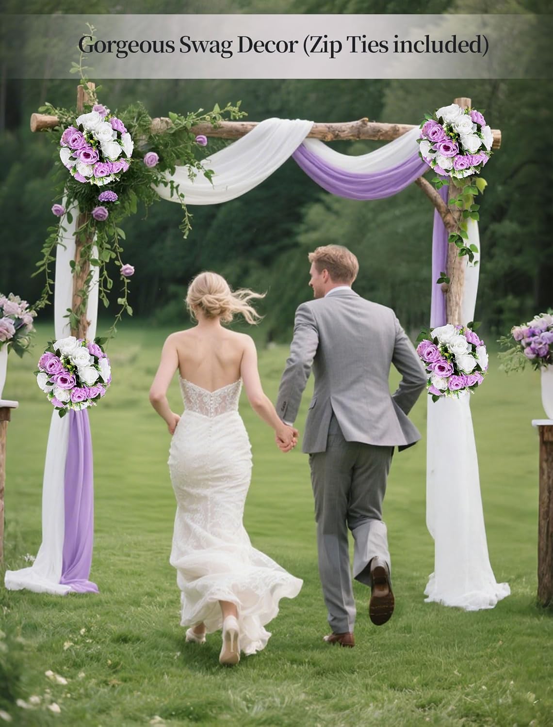 BLOSMON Lilac Purple Flowers Artificial: 2 Pcs Fake Roses Flower Balls Centerpiece for Wedding Table Decoration- Artificial Silk Kissing Bouquet Floral Arrangement for Home Party Event Decor