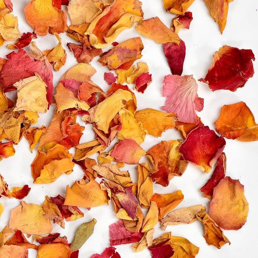 20 Pack Prefilled Confetti Packets,Biodegradable Flower Petals, Real Dried Flower Petals Individual Packing Rose Petals Wedding Send Off Ideas (Yellow Red Rose)