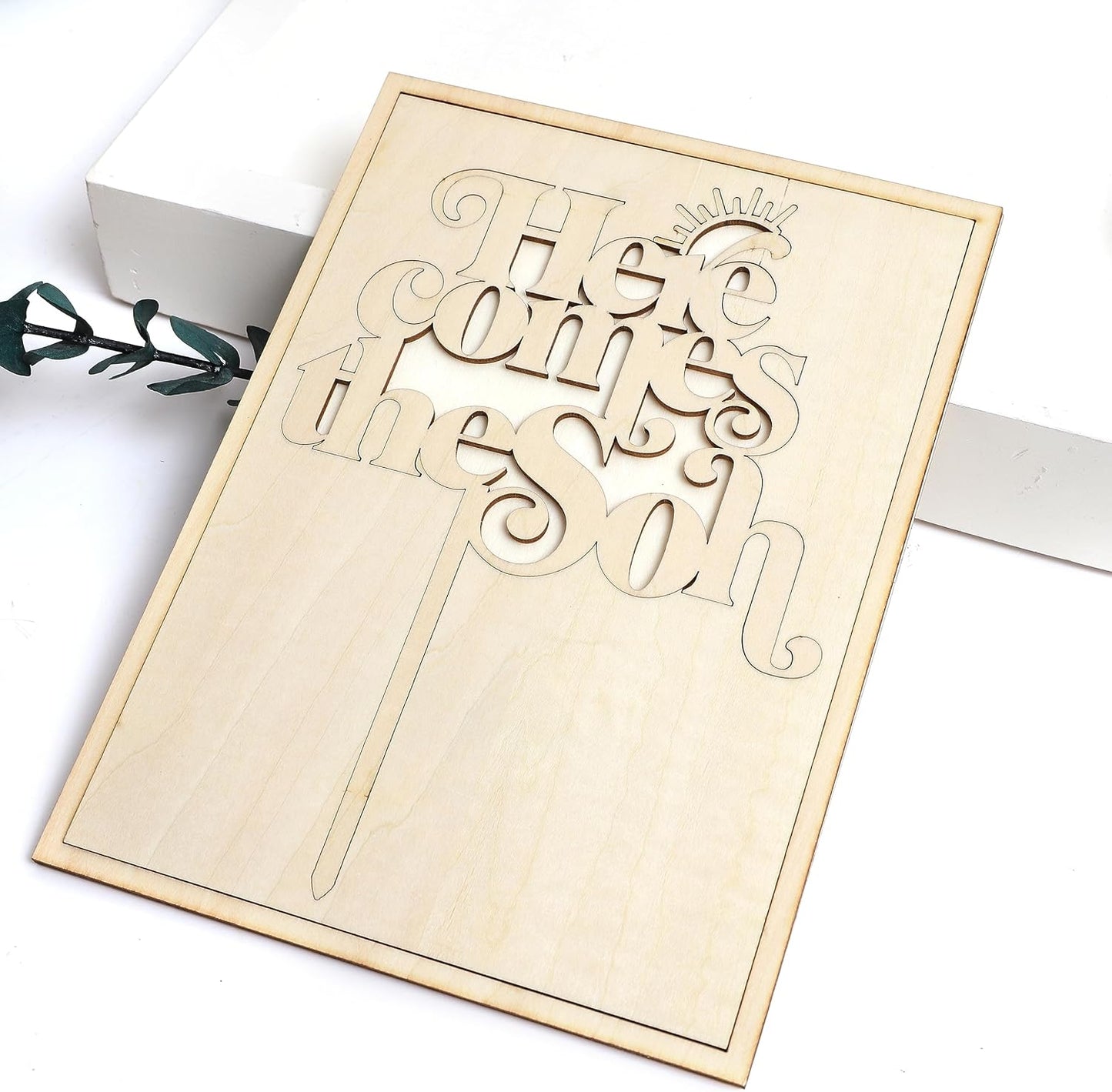 Here Comes the Son Cake Topper - Baby shower for Wooden Party Decor,Boho Photo Booth Props,Summer Sea Theme Birthday Party Surprise Decorations,You Are My Sunshine Cake Topper (Here Comes the Son)