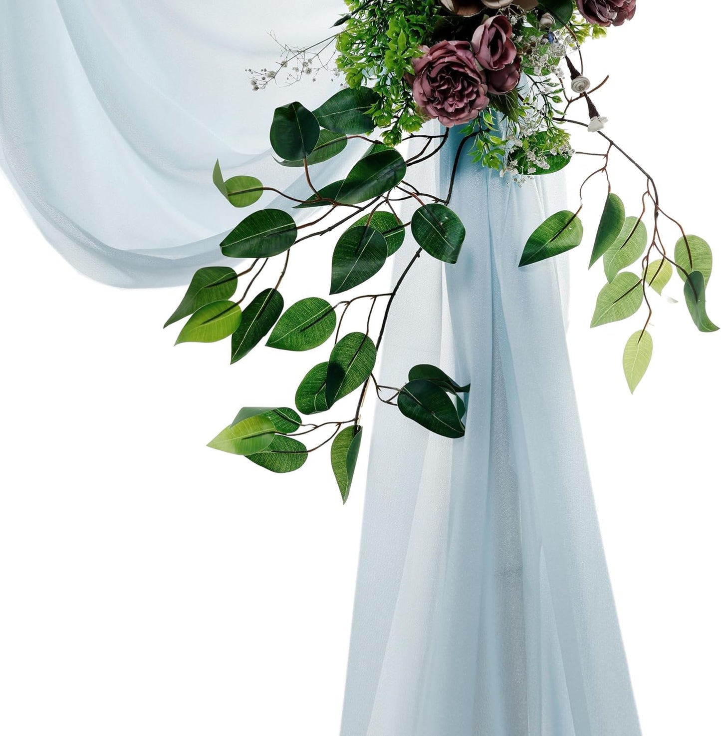 VDS Pack of 2 Panel (30 Inch X 100 Feet) Wedding Arch Draping Fabric Sheer Chiffon Fabric Drapery for Wedding Ceremony Reception Swag Backdrop Canopy Chuppah ARBO Altars Decoration (Baby Blue)