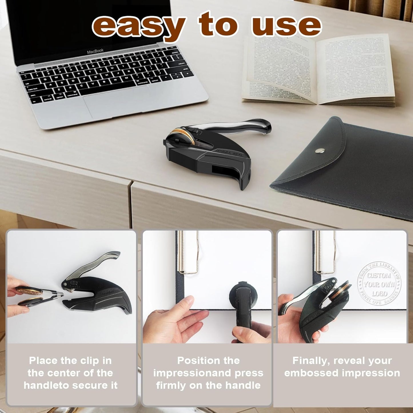 Custom Book Embosser Stamp - Personalized Business Company Seal with Your Own Logo (Logo)