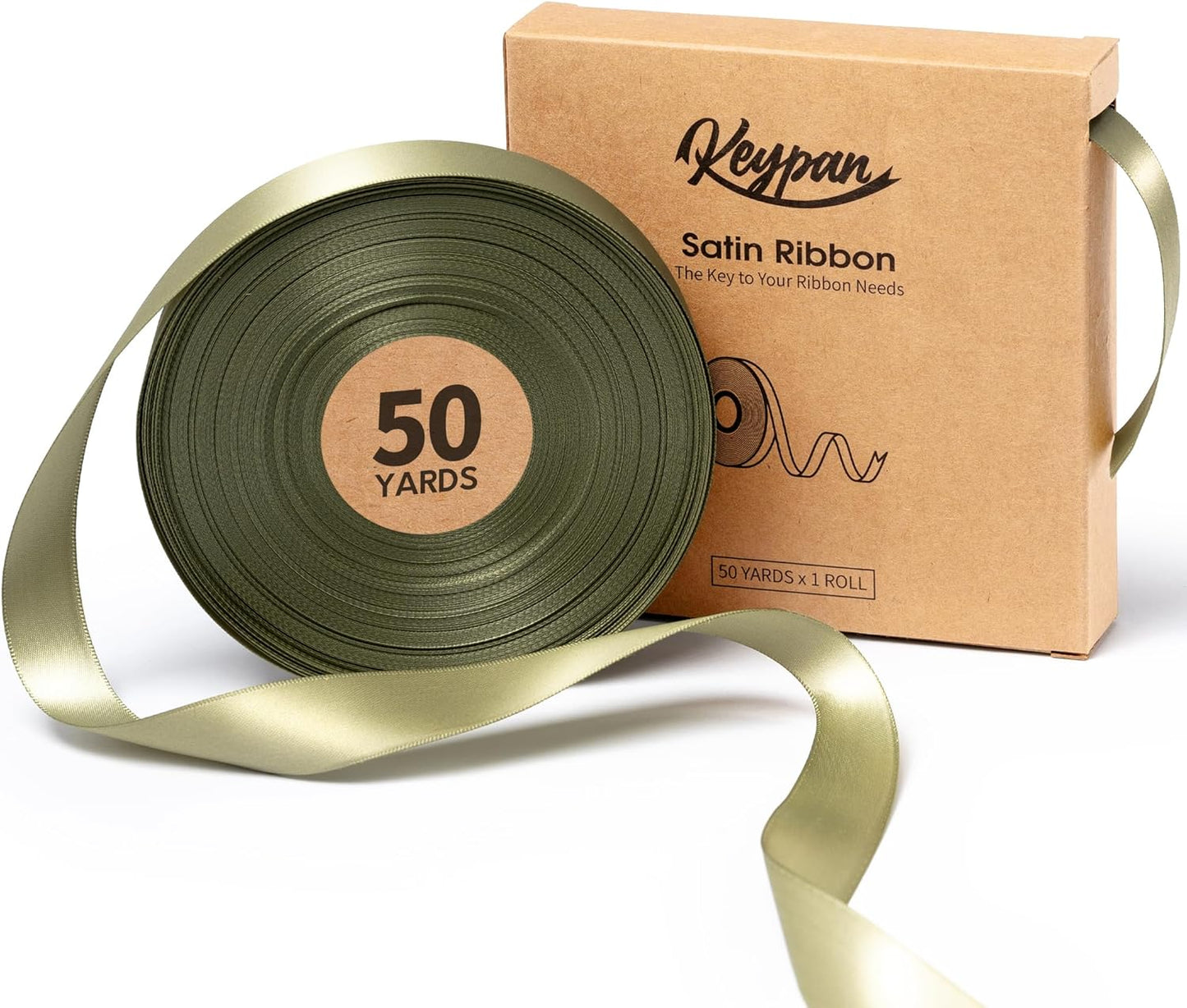 Sage Green Satin Ribbon 7/8 Inch x 50 Yards Double-Faced Ribbons for Gift Wrapping Crafts Flower Bouquet Wedding Paper Bows Invitations