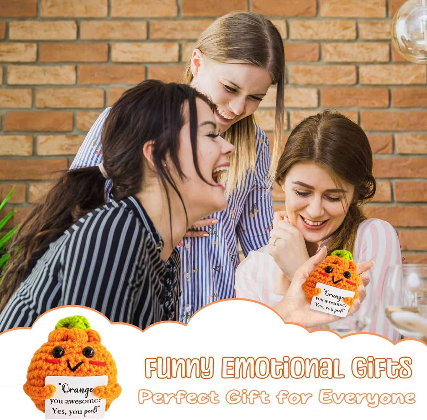 Emotional Support Crochet Orange,Lovely Gift for Kids,Friends,Mom,Dad,Grandpa,Grandma,Colleagues,Classmates,Graduation Gift,Positive Orange,Home Office Decoration