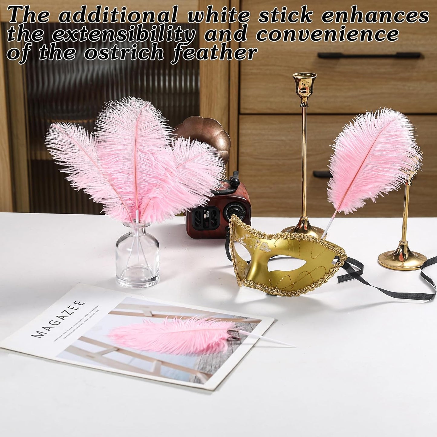 SOGUGOM Pink Craft Ostrich Feathers - 30PCS 8-10 inch Ostrich Feathers Kit for Centerpieces, Kindergarten Crafts, Dream Catchers and DIY Projects(Light Pink)