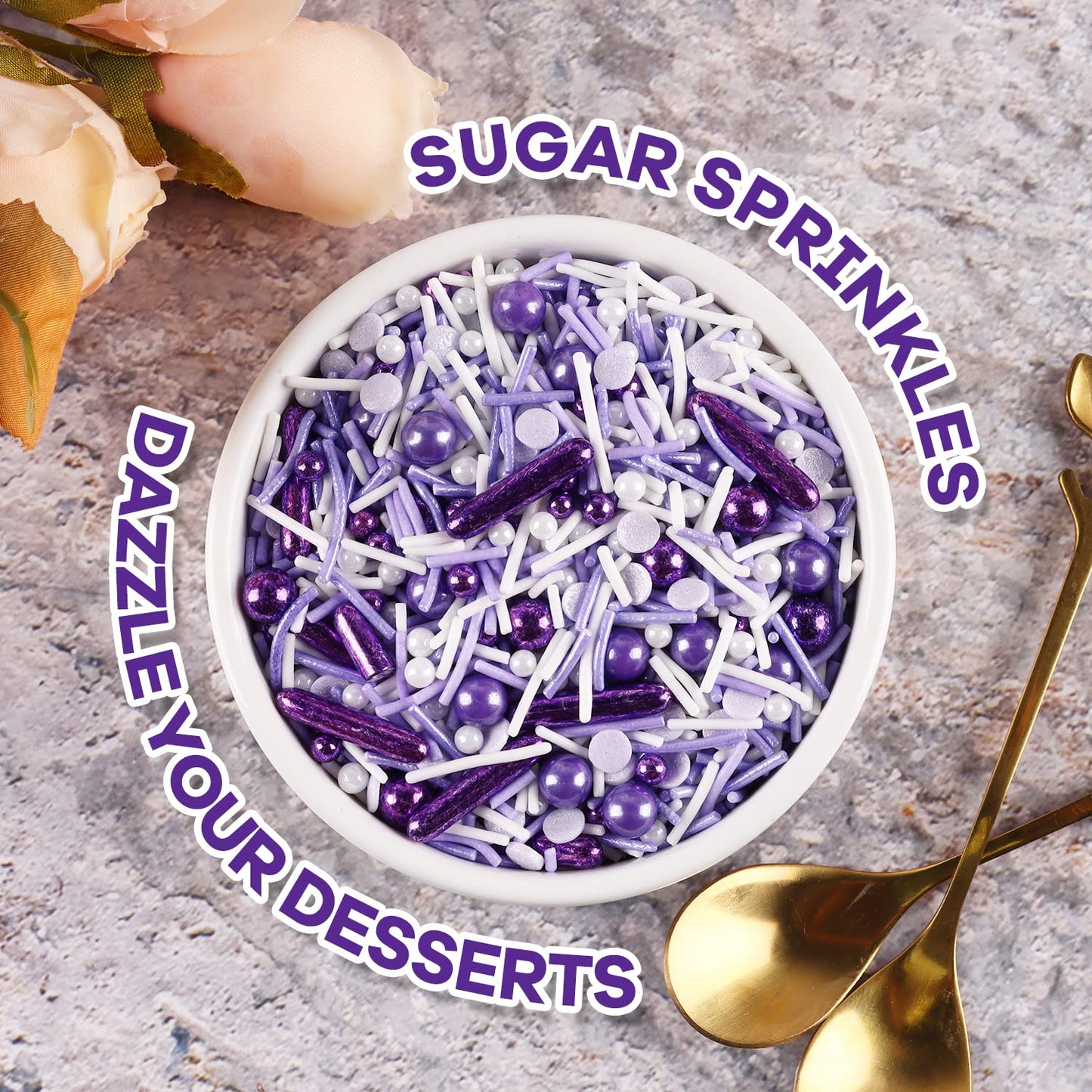 Purple Sprinkles For Cake Decorating, Cupcake, Cookies, Ice Cream Topper, Dreamy purple Cake Sprinkles Baking, Perfect For Birthdays Party, New Year’S Eve, 7 Ounces