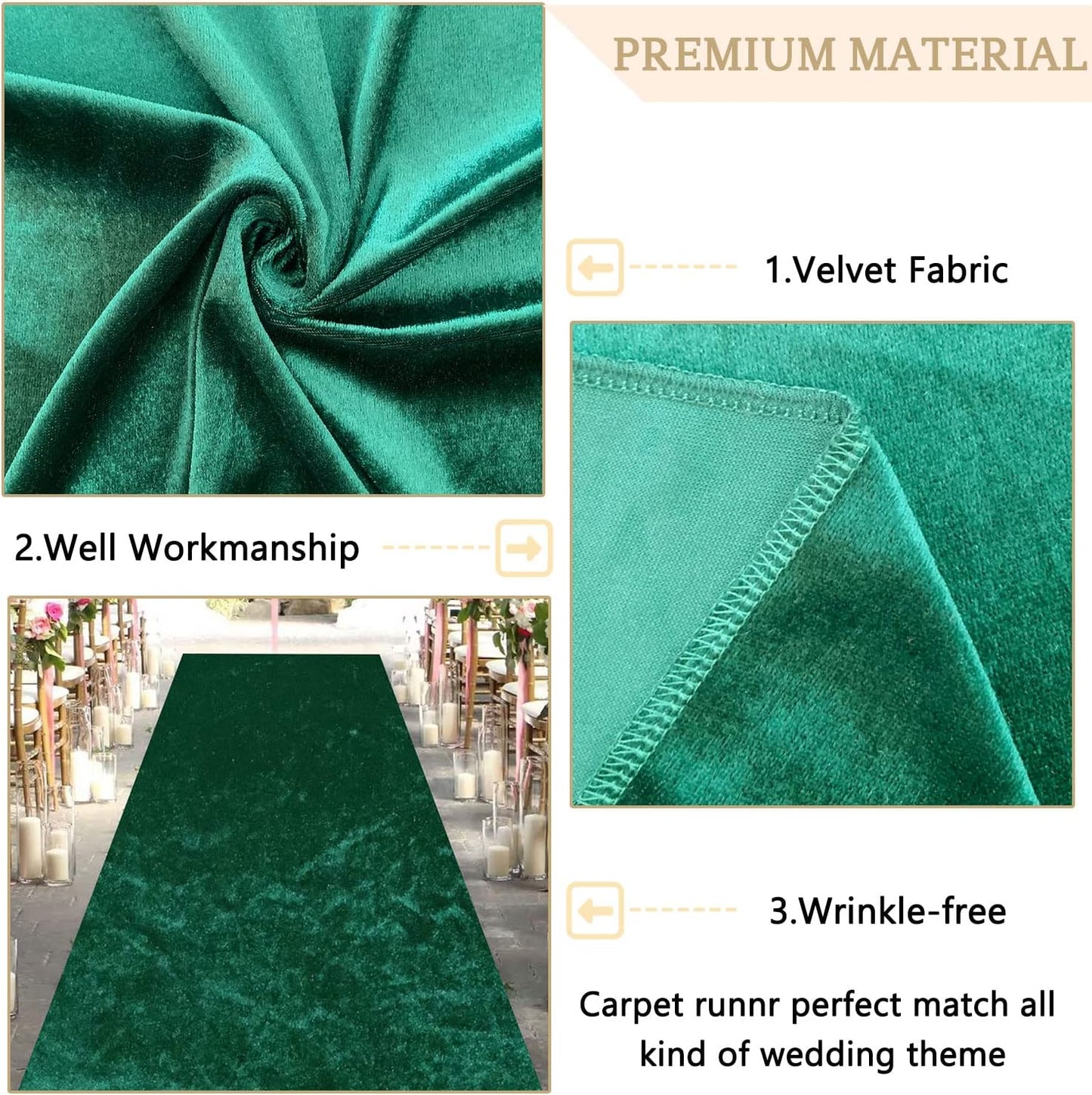 MODFUNS Emerald Green Aisle Runner for Wedding Ceremony 4x15 FT Aisle Floor Runner for Party Outdoor Carpet Runner Aisle Runners for Weddings Aisle Runner Rug for Prom Graduation Modern Walkway