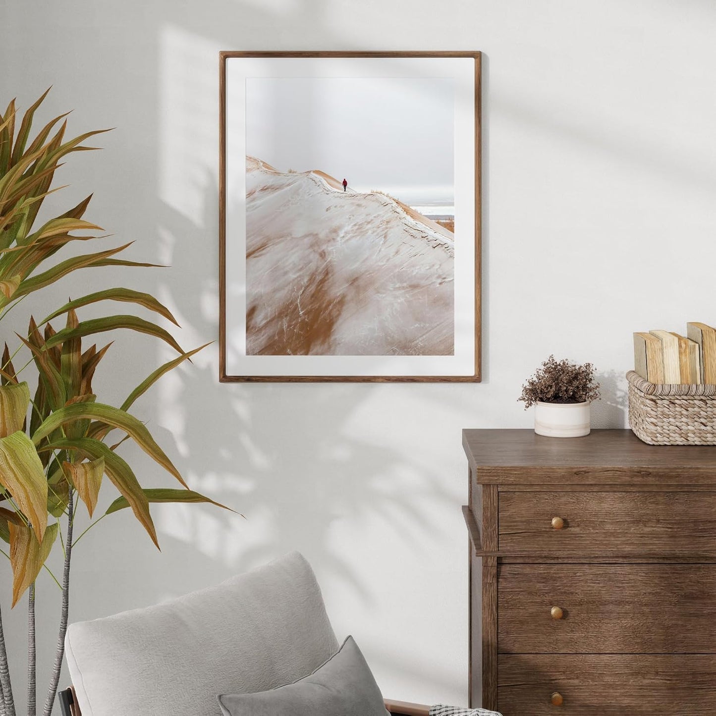 22x28 Frame with Mat to 18x24 Picture Frames USA-Sourced Natural Solid Walnut Wood Handcrafted Rounded Corner Display with Real Glass Family Picture, Wedding Photo