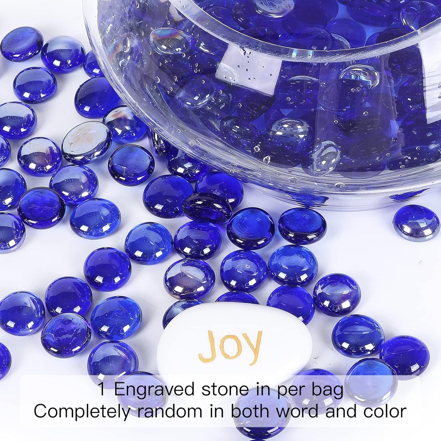 5LB Fire Glass Beads Flat Glass Marbles for Outdoor Fire Pit and Fireplace, Glass Gemstones for Vase Filler, Aquariums, Hydroponics Plants, Home Decor and Christmas DIY Craft, Cobalt