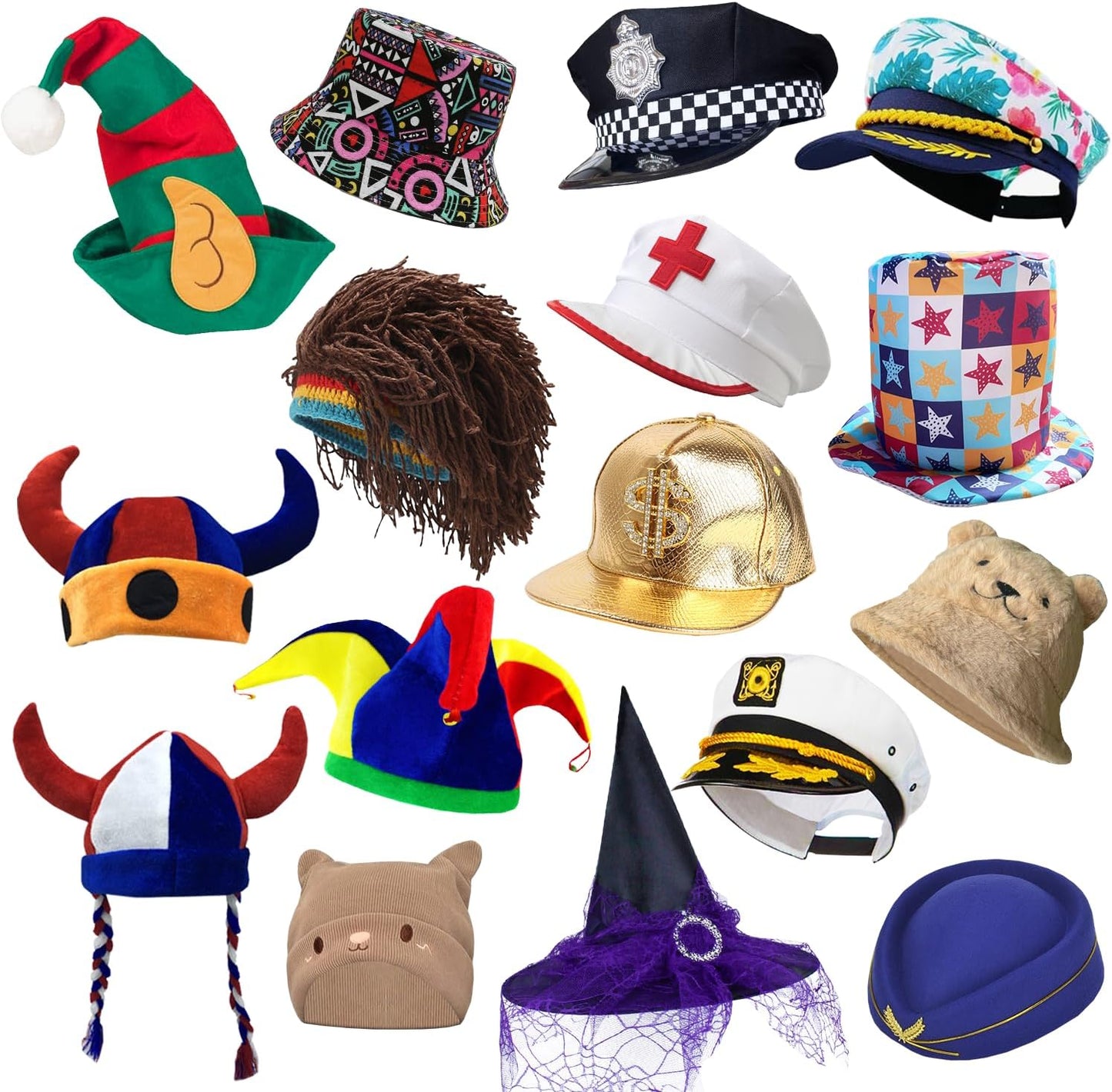 12 Assorted Funny Hats Dress Up Costume Hats Crazy Party Hat Photo Booth Props Hatss for Teen Adult