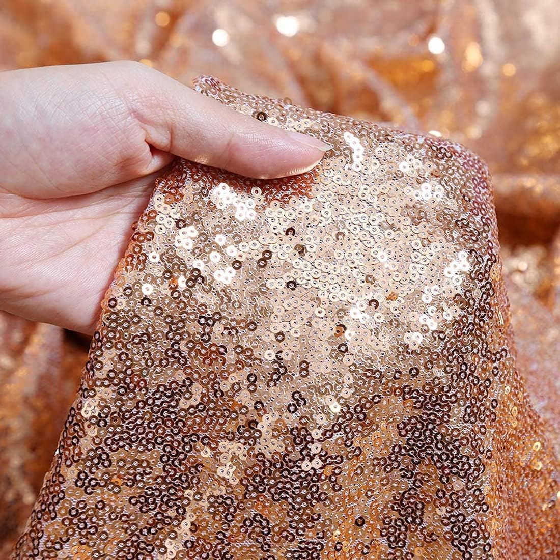 2ft x 8ft Rose Gold Sequin Backdrop Curtains Photography 2 Panels for Party Decoration, Rose Gold