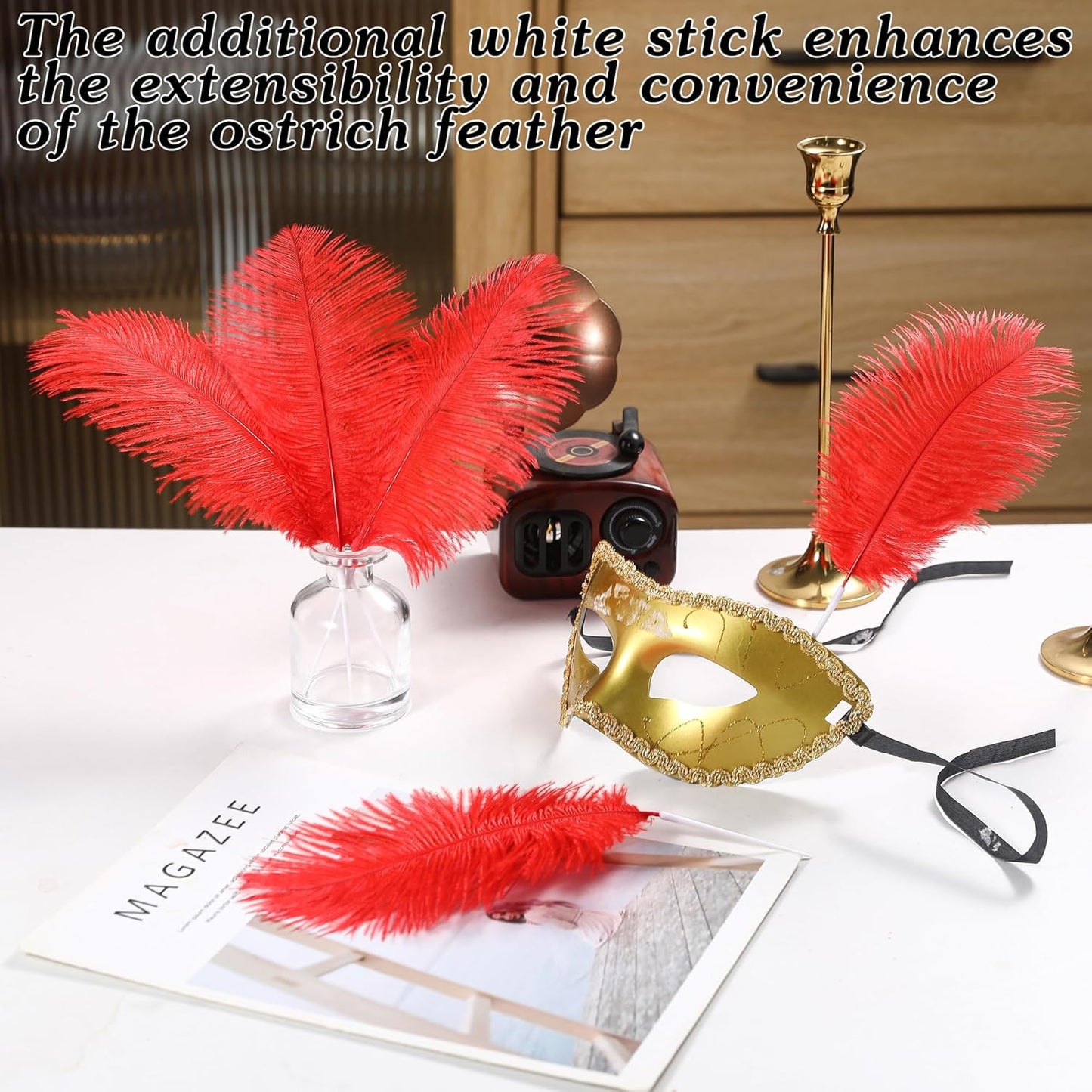 SOGUGOM Red Craft Ostrich Feathers - 30PCS 8-10 inch Ostrich Feathers Kit for Centerpieces, Kindergarten Crafts, Dream Catchers and DIY Projects(Red)