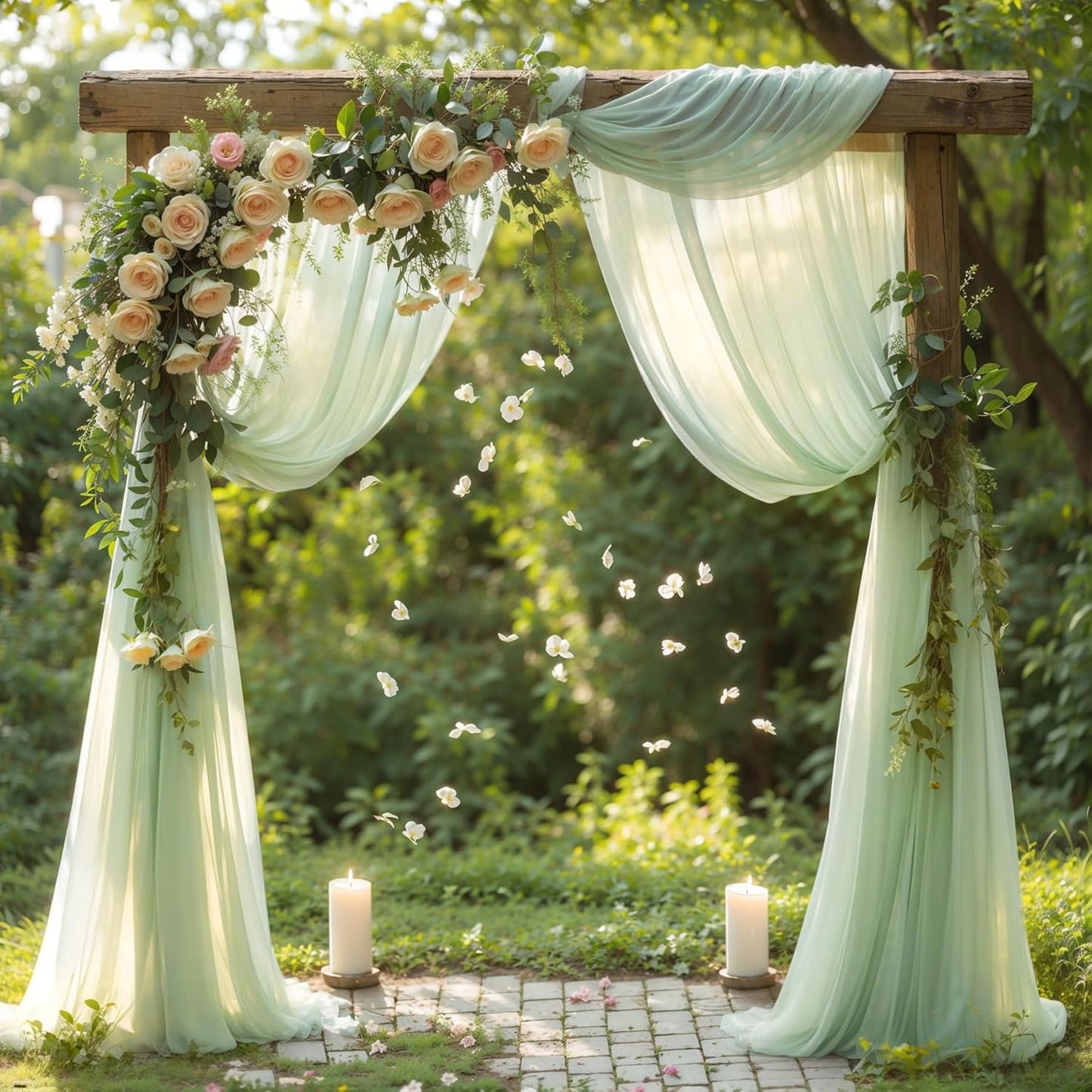 Wedding Arch Draping Fabric,1 Panel 18FT Sage Green Arch Backdrop Drapes Chiffon Fabric Drapes Arbor Drapery for Wedding Ceremony Reception Swag Decorations