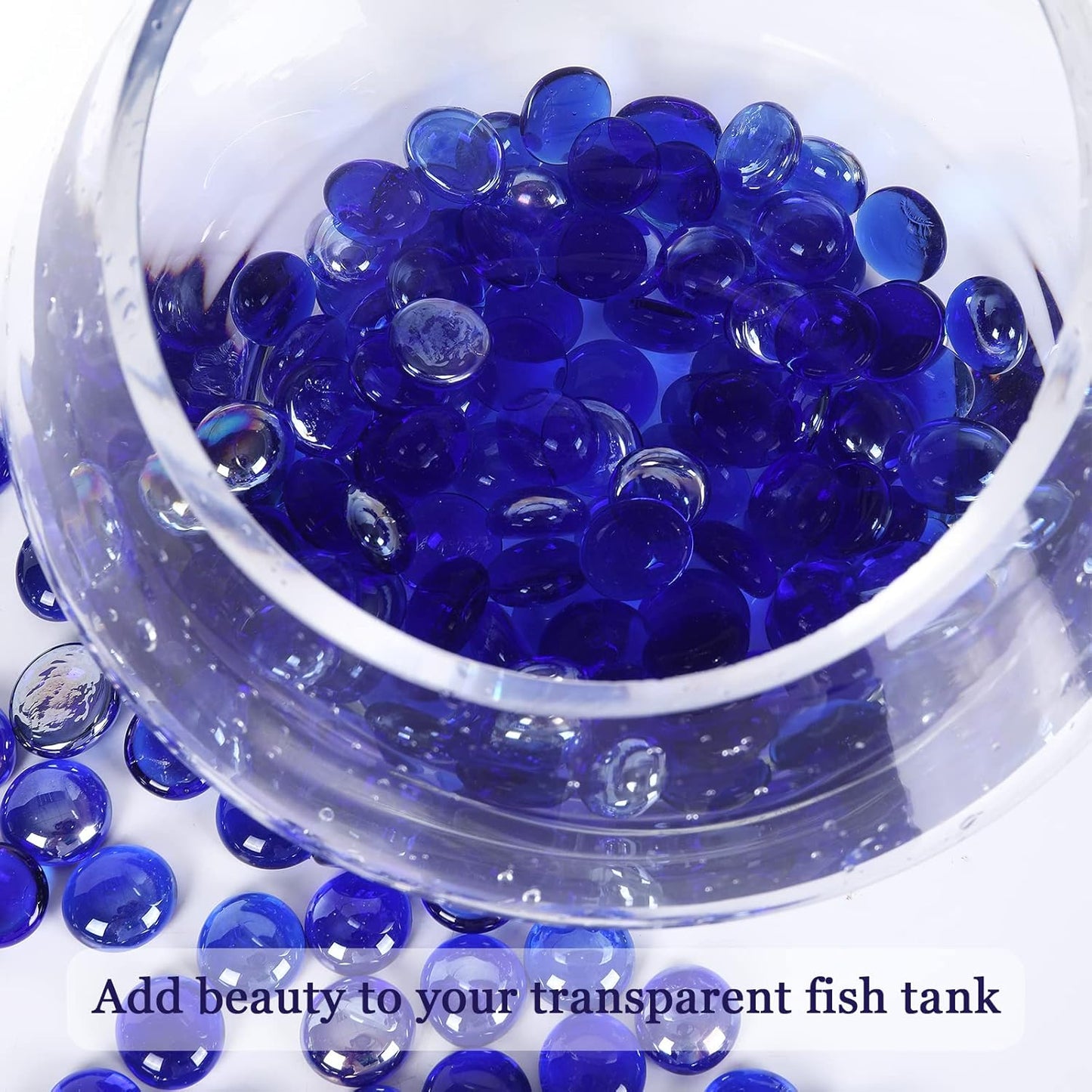 5LB Fire Glass Beads Flat Glass Marbles for Outdoor Fire Pit and Fireplace, Glass Gemstones for Vase Filler, Aquariums, Hydroponics Plants, Home Decor and Christmas DIY Craft, Cobalt