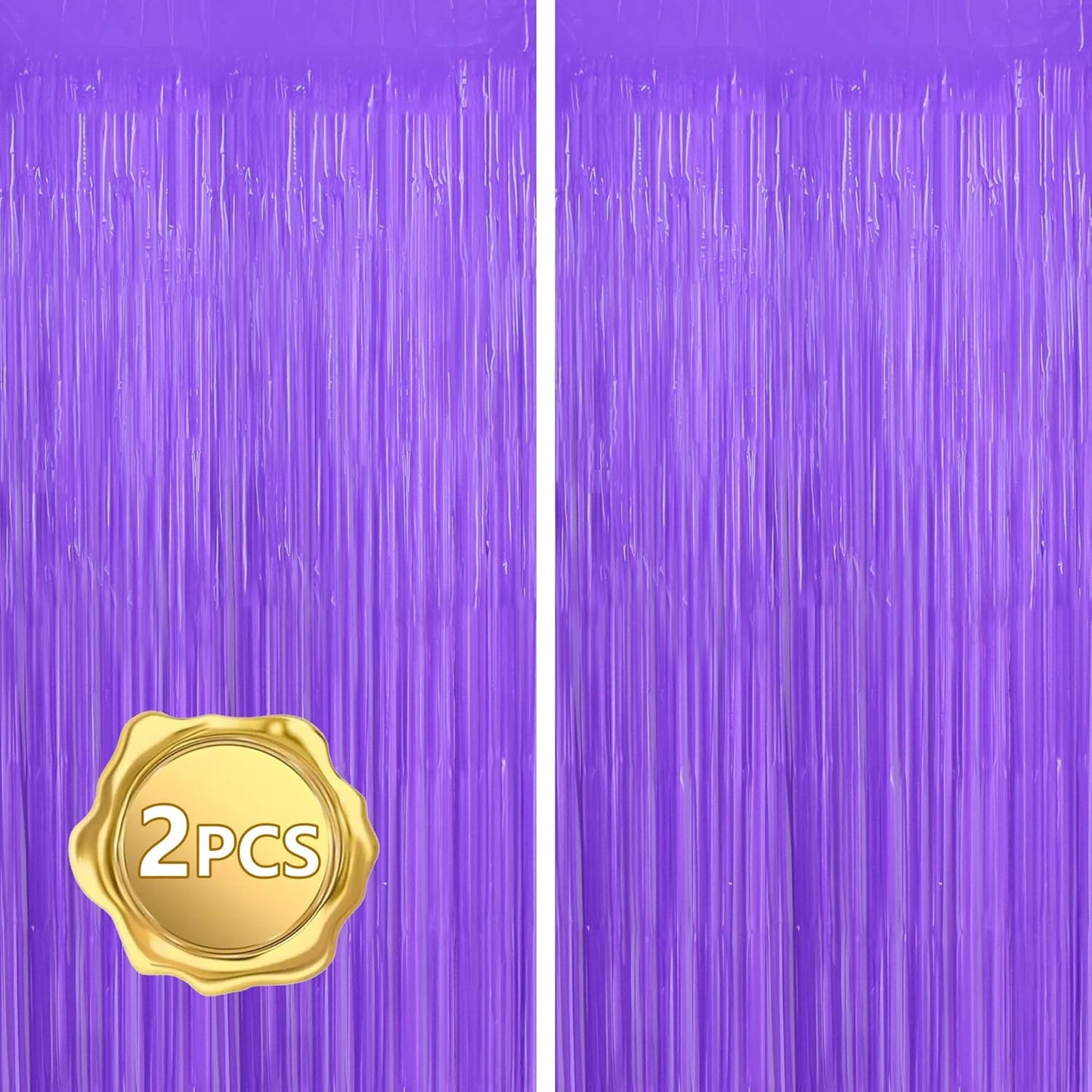 BEISHIDA 2Pcs Purple Door Streamer Fluorescent Purple Backdrop Blue Foil Fringe Curtains Tinsel for Birthday Baby Shower Halloween Backdrop Wedding Party Decoration (3.28 ft x 6.56 ft)